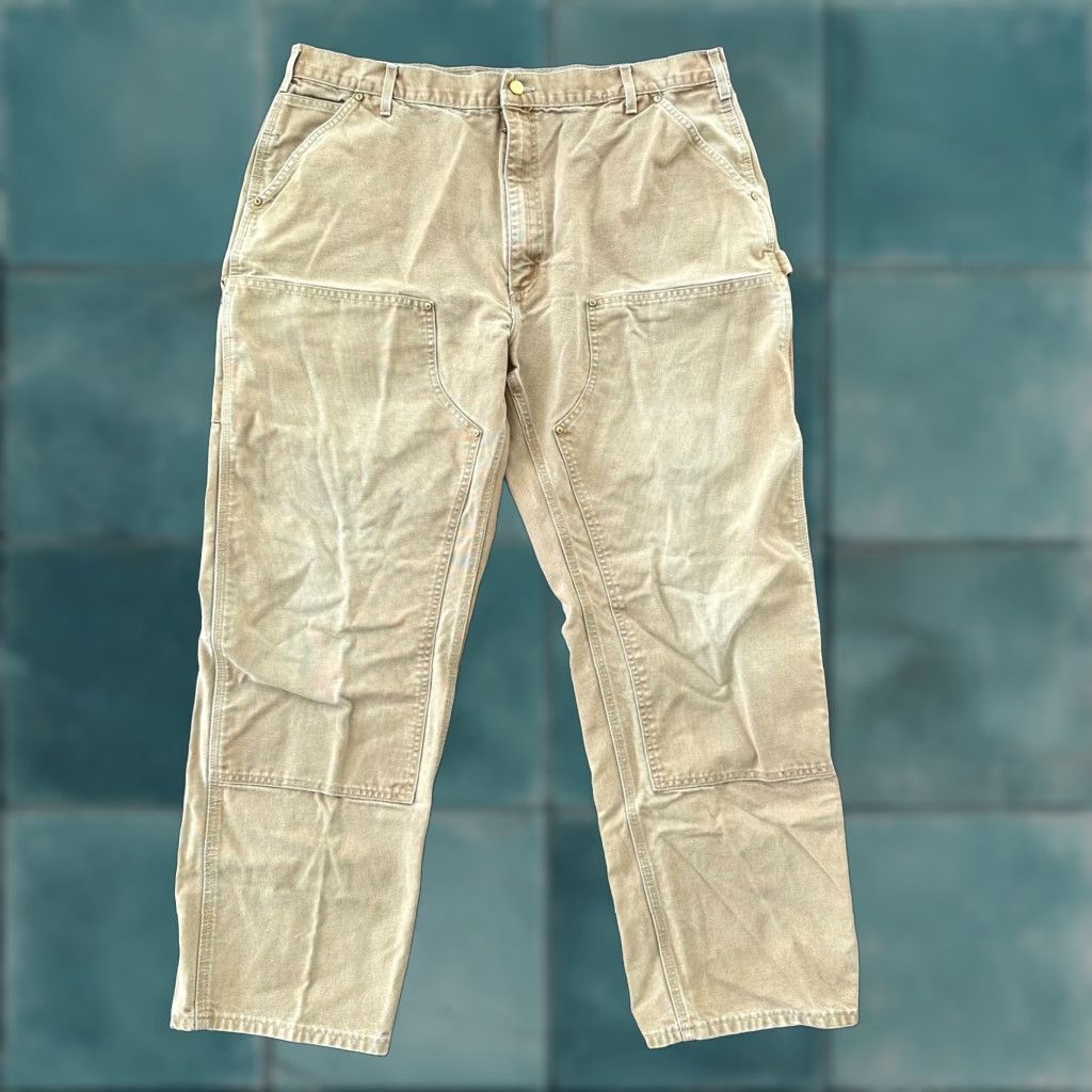 Carhartt VTG Carhartt Thrashed Double Knee Work Dungaree Pants Brown 42x32 USA Men Carhartt Carpenter 90s Size US 42 / EU 58 - 1 Thumbnail