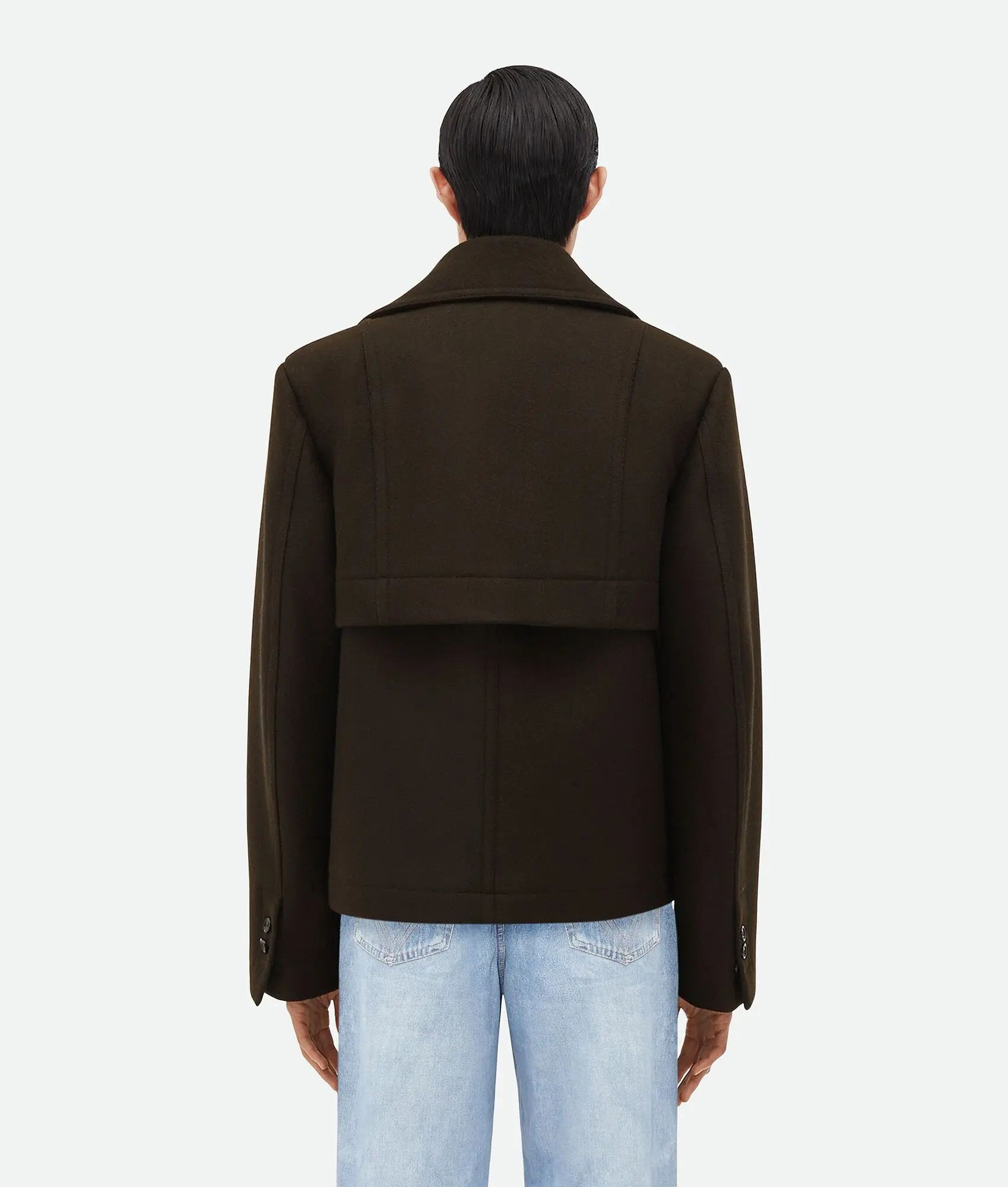 Bottega Veneta o1lf3ng11025 Felted Wool Short Coat in Dark Brown Size US S / EU 44-46 / 1 - 3 Thumbnail
