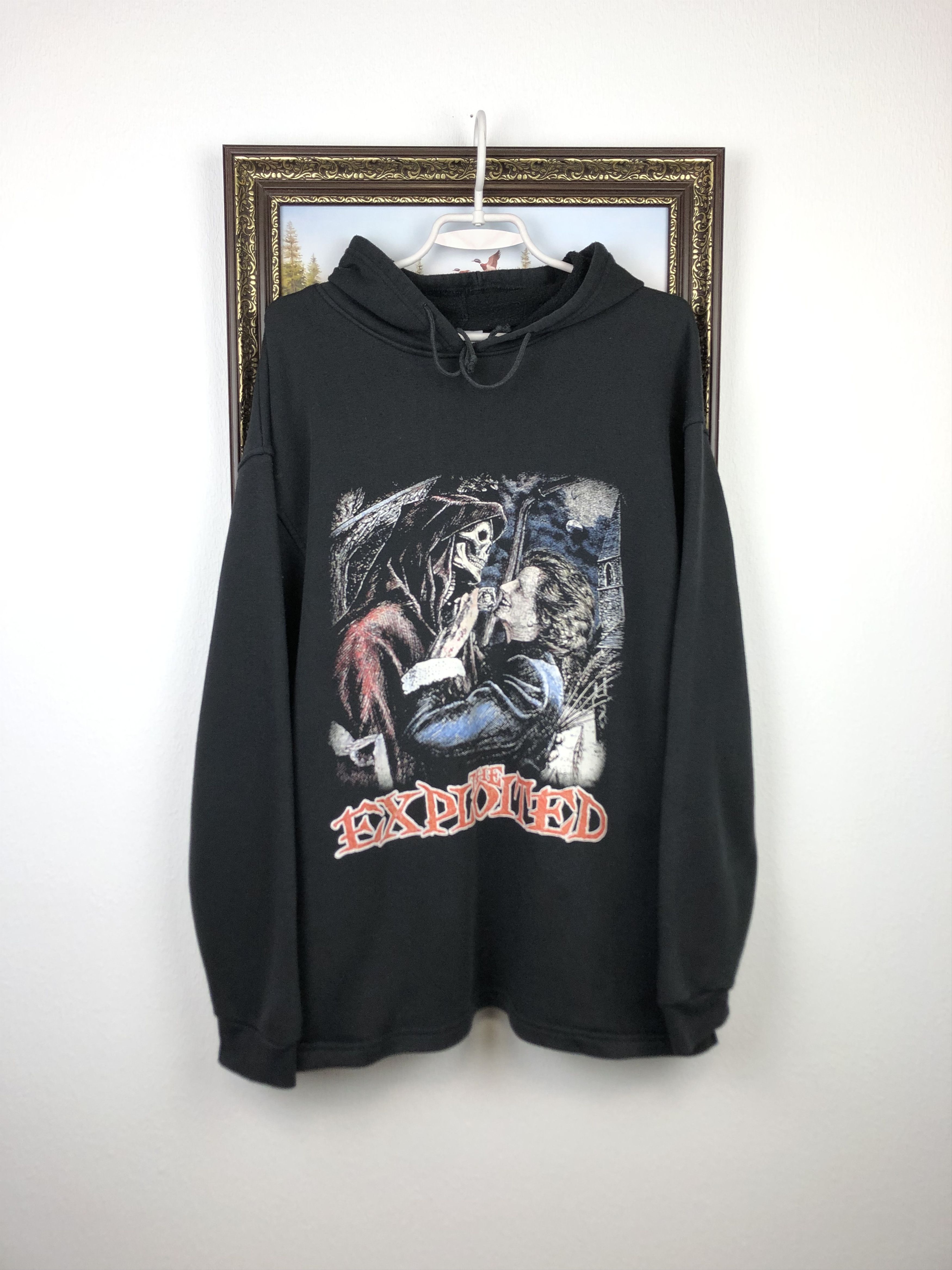 Band Tees × Vintage Vintage The Exploited Hoodie Jacket Rock Metal Black Band Size US XL / EU 56 / 4 - 1 Thumbnail