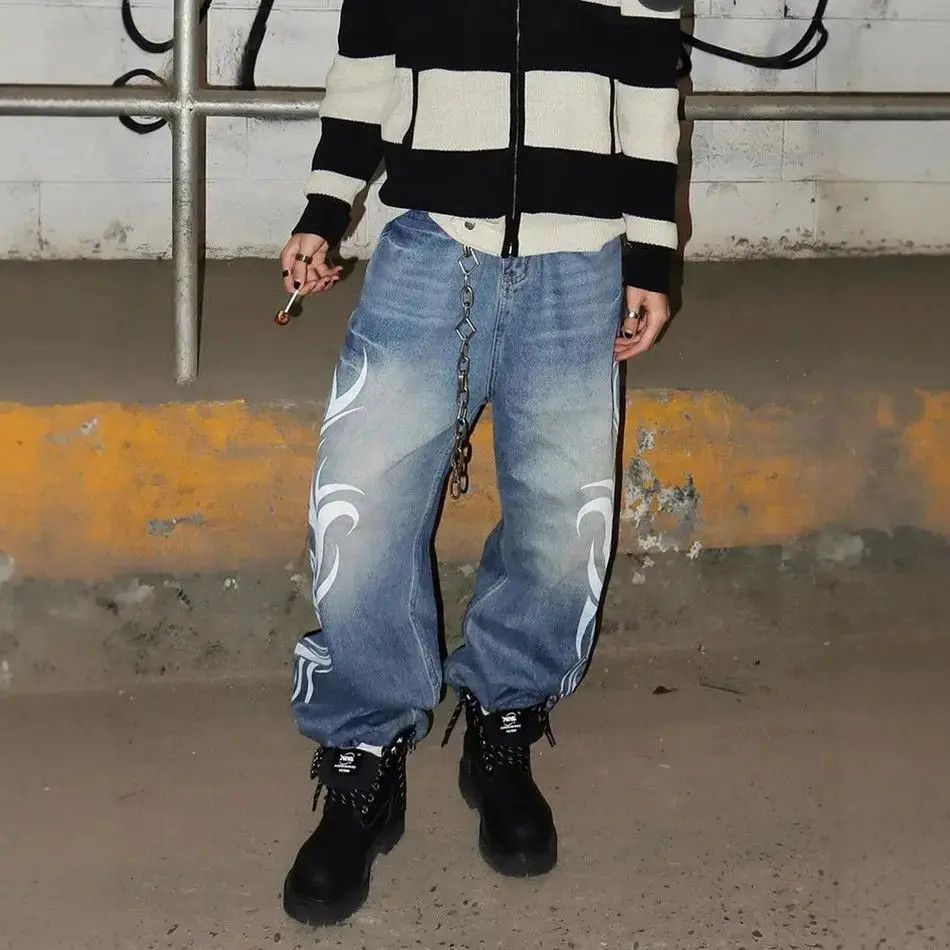 Japanese Brand Vintage wide leg loose print y2k jeans Size US 32 / EU 48 - 3 Thumbnail