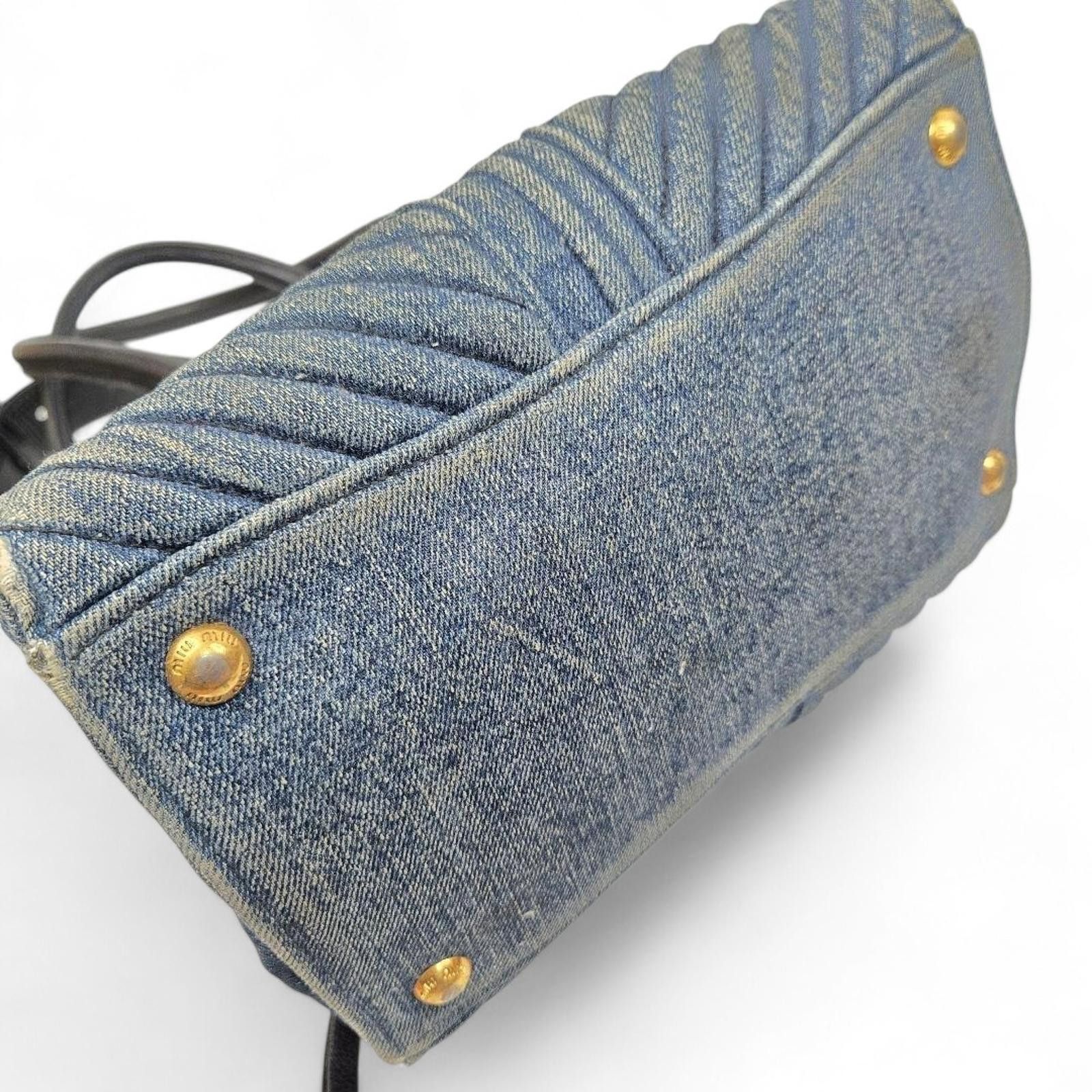 Miu Miu Miu Miu - Denim Quilted Handbag Black Leather Size ONE SIZE - 3 Thumbnail