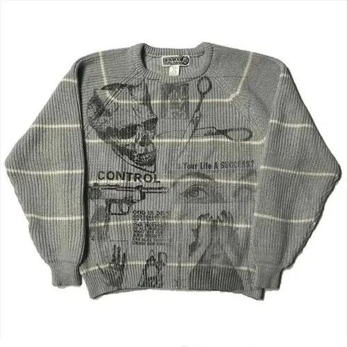 image of Vintage Autumn And Winter Hip-Hop American Harajuku in Grey, Men's (Size Medium)