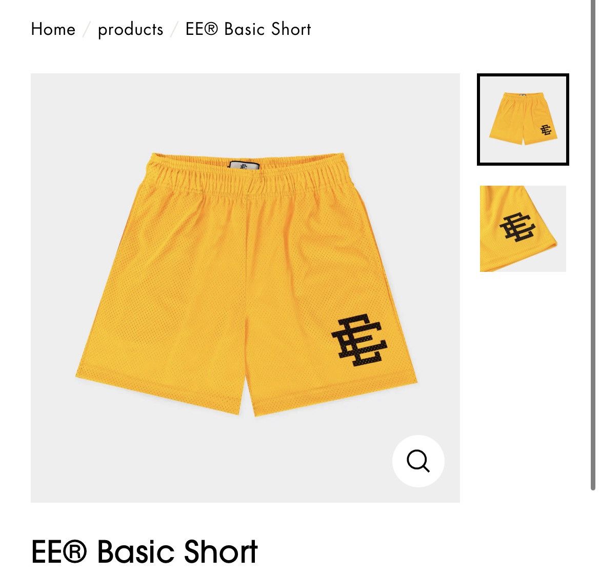 Eric Emanuel yellow w black EE medium shorts