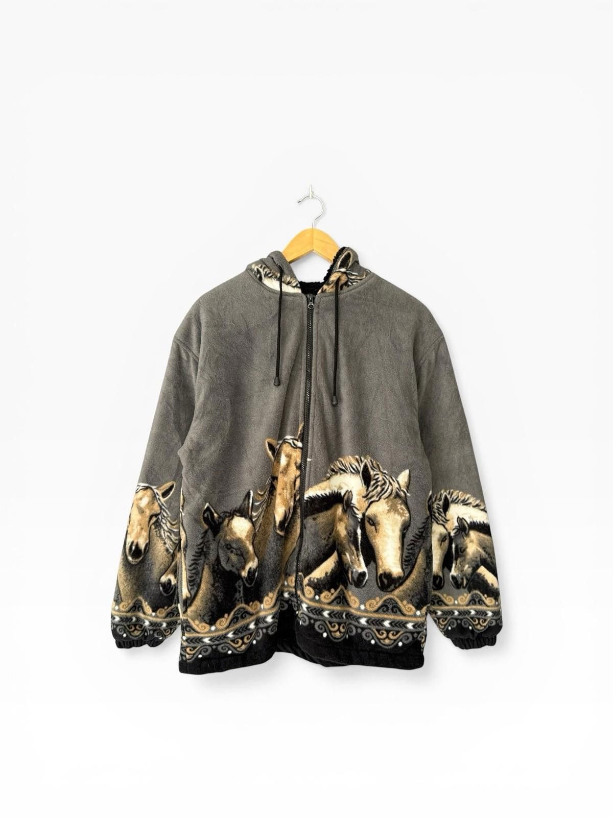 Other Vintage 90s AOP Horses Jacket S Full Zip Men’s Size US 30 / EU 46 - 1 Thumbnail