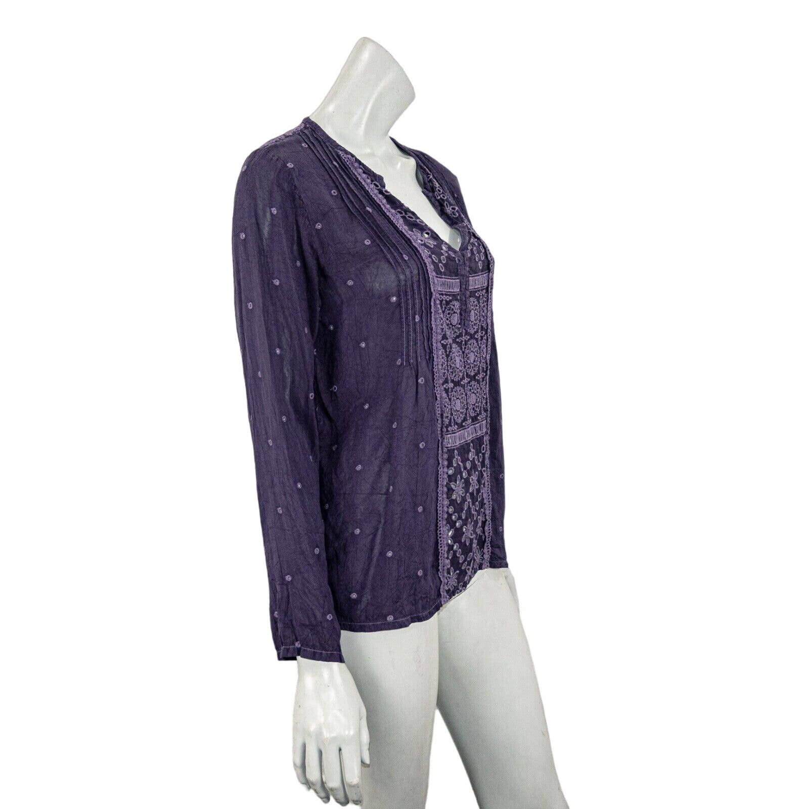 Johnny Was Johnny Was Pullover Blouse Purple Sheer Embroidered sz S Size S / US 4 / IT 40 - 5 Thumbnail