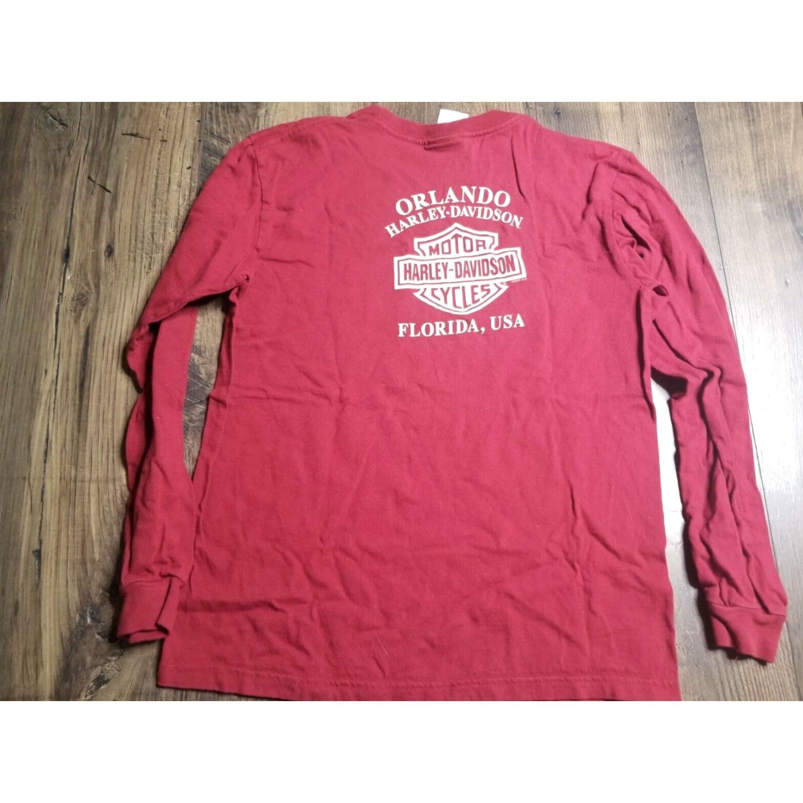Harley Davidson Harley-Davidson Womens Long Sleeve T Shirt Red Medium Basic Motorcycle Size L / US 10 / IT 46 - 2 Thumbnail