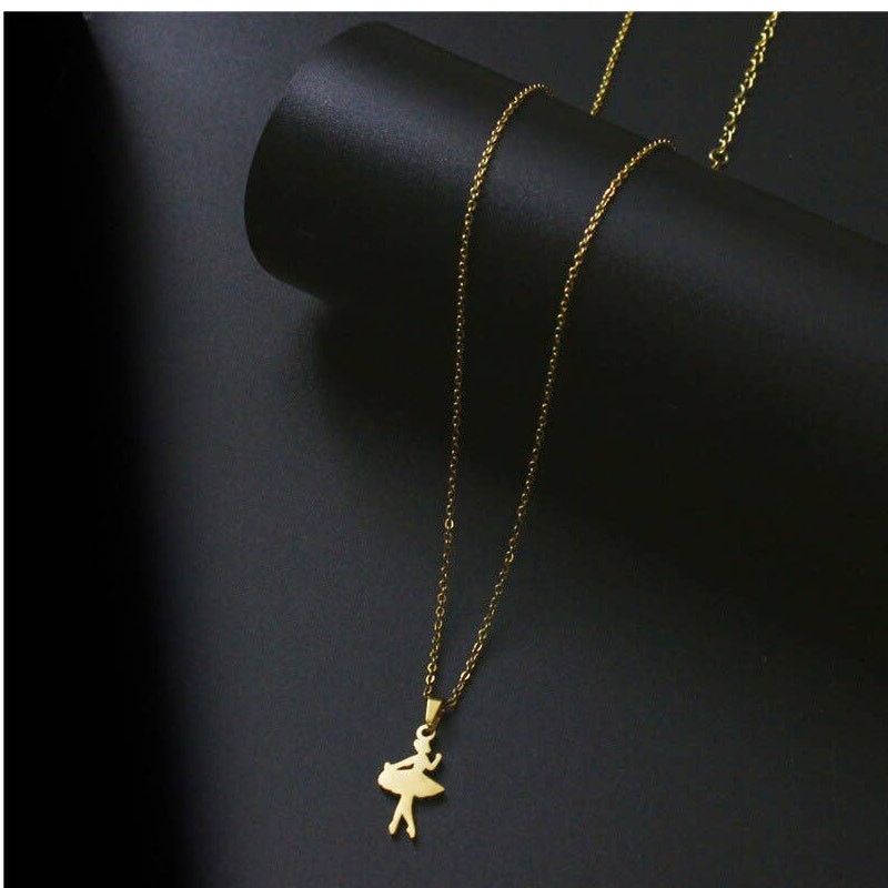 Other Dainty Ballerina Necklace Earrings Set Gold Plated SS Size ONE SIZE - 2 Thumbnail