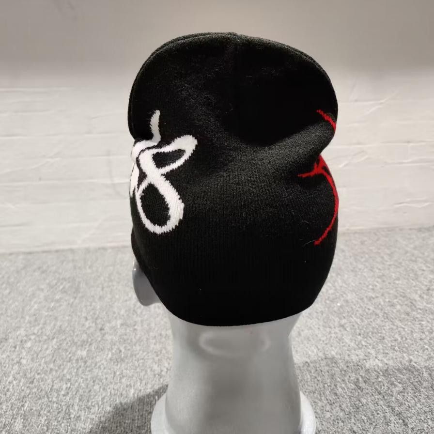 Japanese Brand Activate Spider Web Graphic No Cuff Knit Beanie Hat Black Size ONE SIZE - 4 Thumbnail