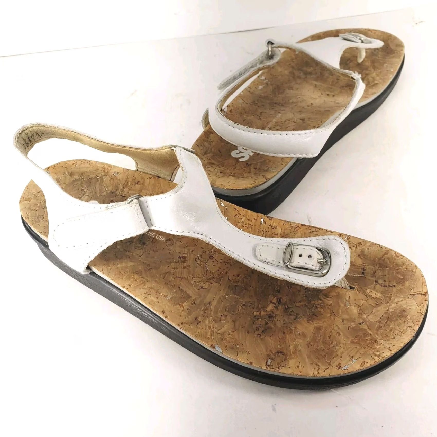 SAS VINTAGE SAS Tripad Sandal Womens 6M White Leather Ankle Strap Toe Post Casual Footwear Size US 6 / IT 36 - 2 Thumbnail
