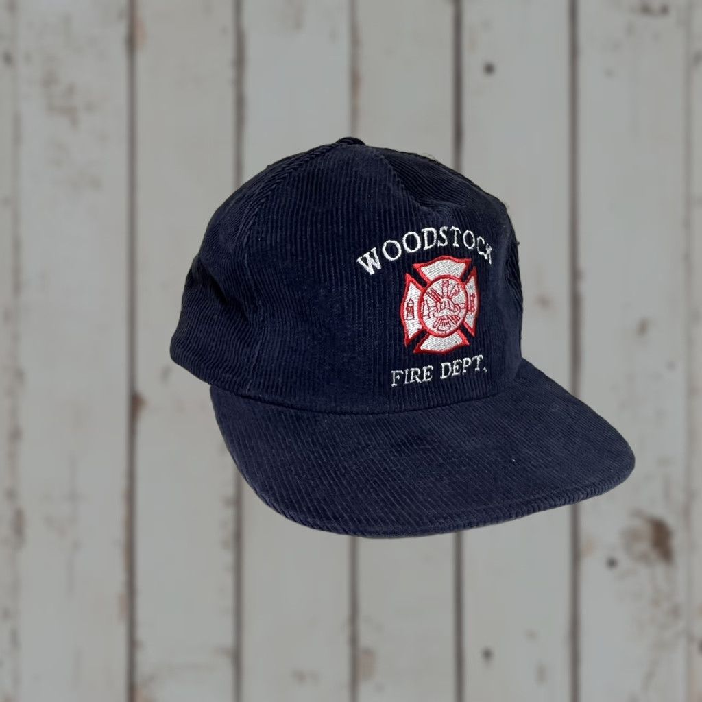 Vintage VINTAGE Woodstock Fire Department Blue Corduroy SnapBack Cap Hat Vermont VT Men Adjustable Blue Hat Baseball Cap Corduroy Size ONE SIZE - 1 Thumbnail