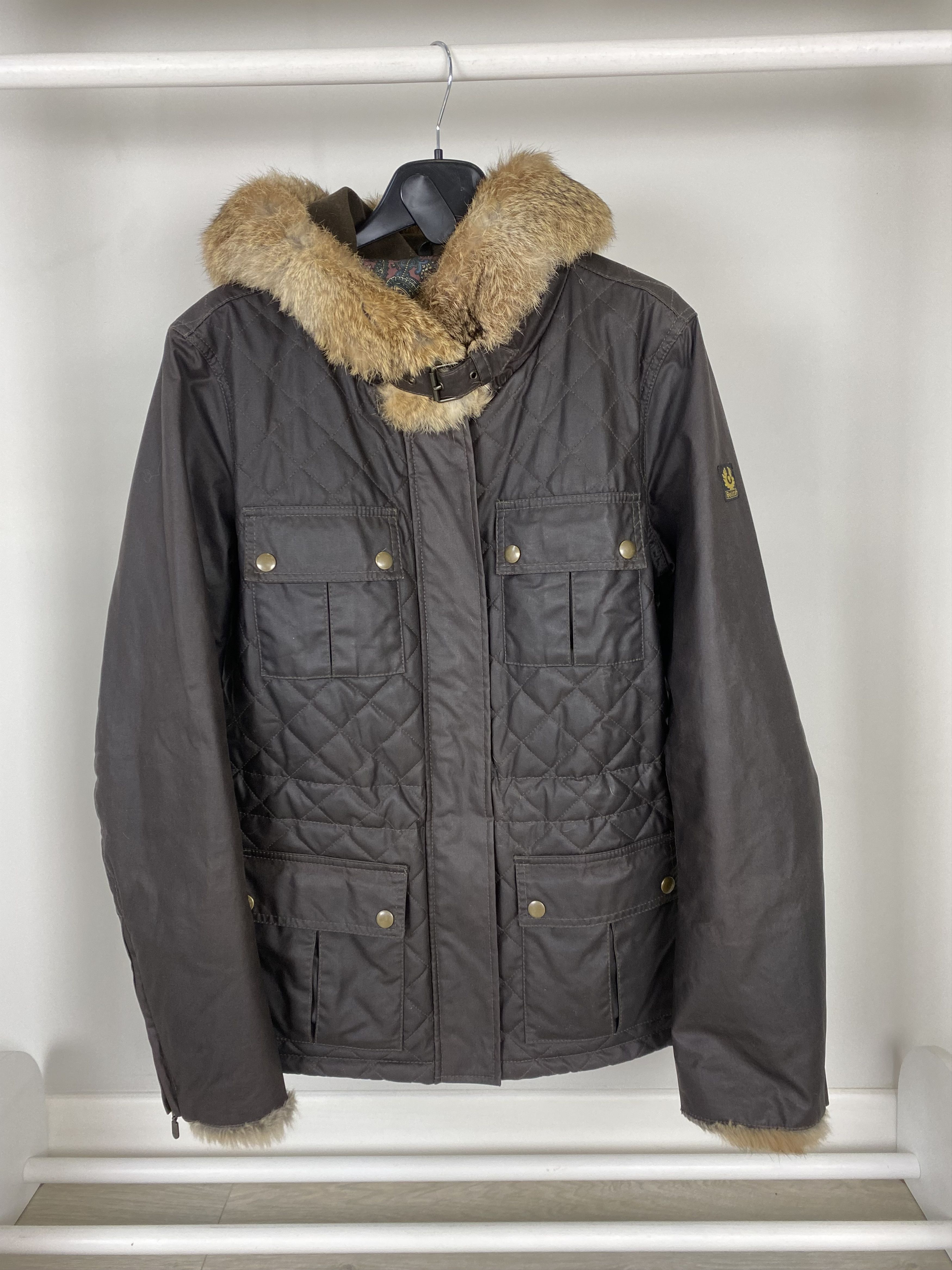 Belstaff Belstaff Gold Ladies Waxed Cotton Fur Collar Jacket Size L / US 10 / IT 46 - 1 Thumbnail