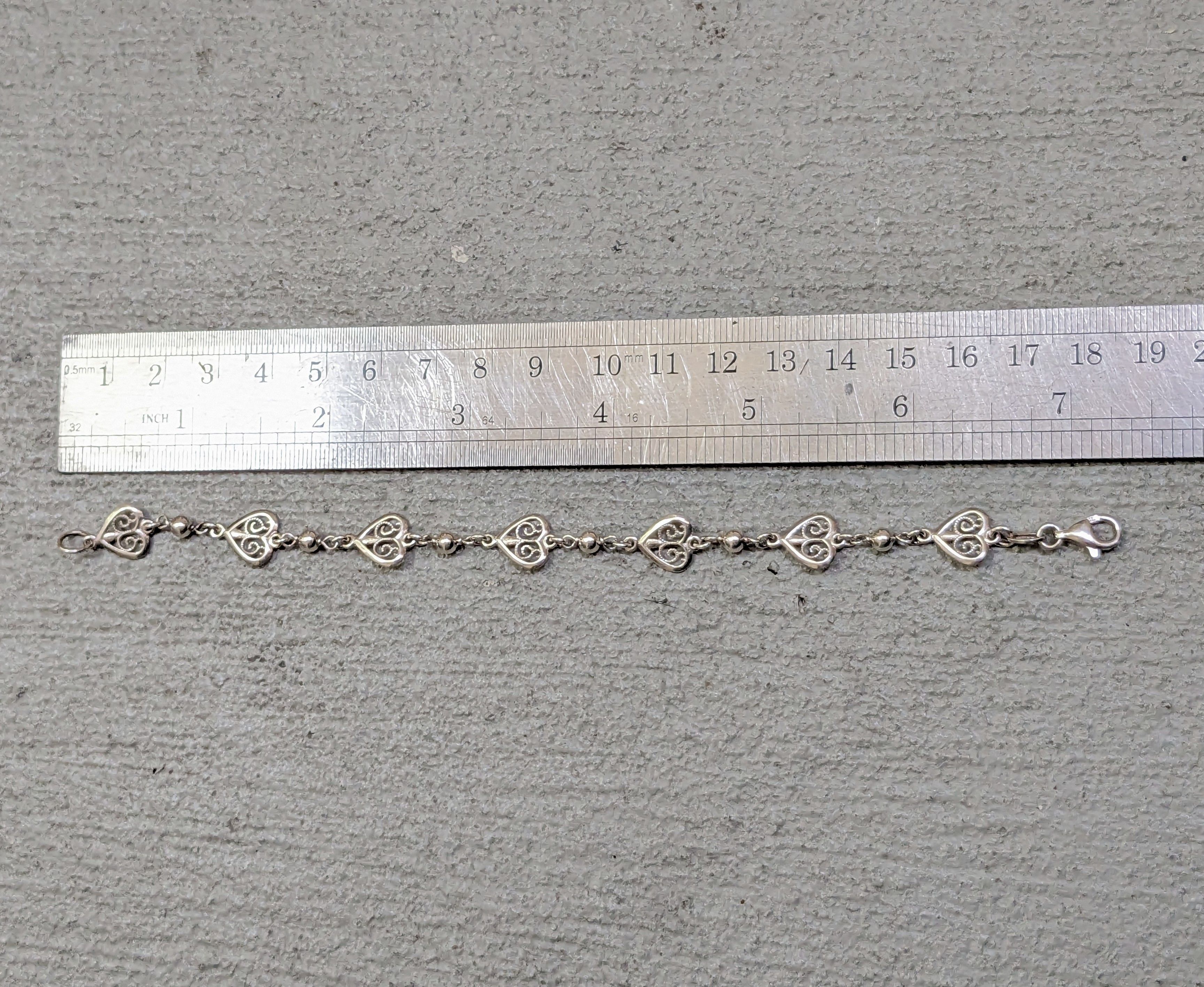 Jewelry × Vintage Vintage Sterling Silver Heart Bracelet Chain 7.25" Italy Y2K Size ONE SIZE - 11 Thumbnail