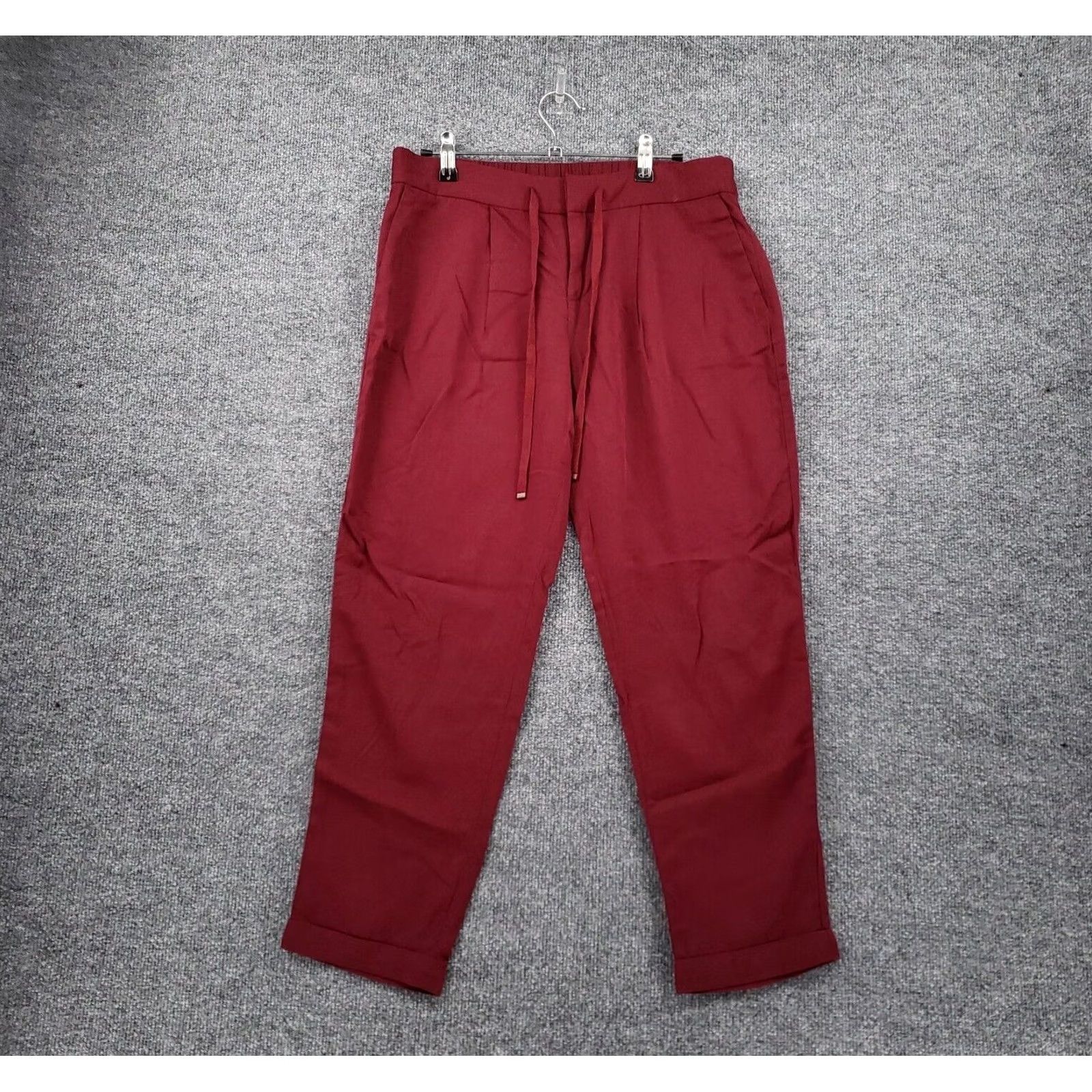 Old Navy Old Navy Pants Women 4 Red Cropped Mid Rise Tapered Cuffed Flat Front Drawstring Size 27" / US 4 / IT 40 - 2 Thumbnail