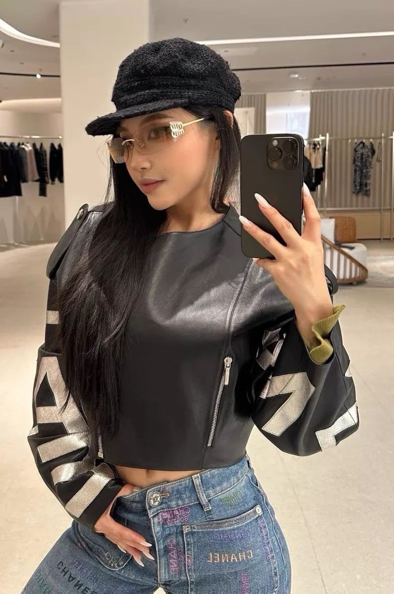 Chanel Chanel Stitching silver letter logo leather jacket Size XS / US 0-2 / IT 36-38 - 8 Thumbnail