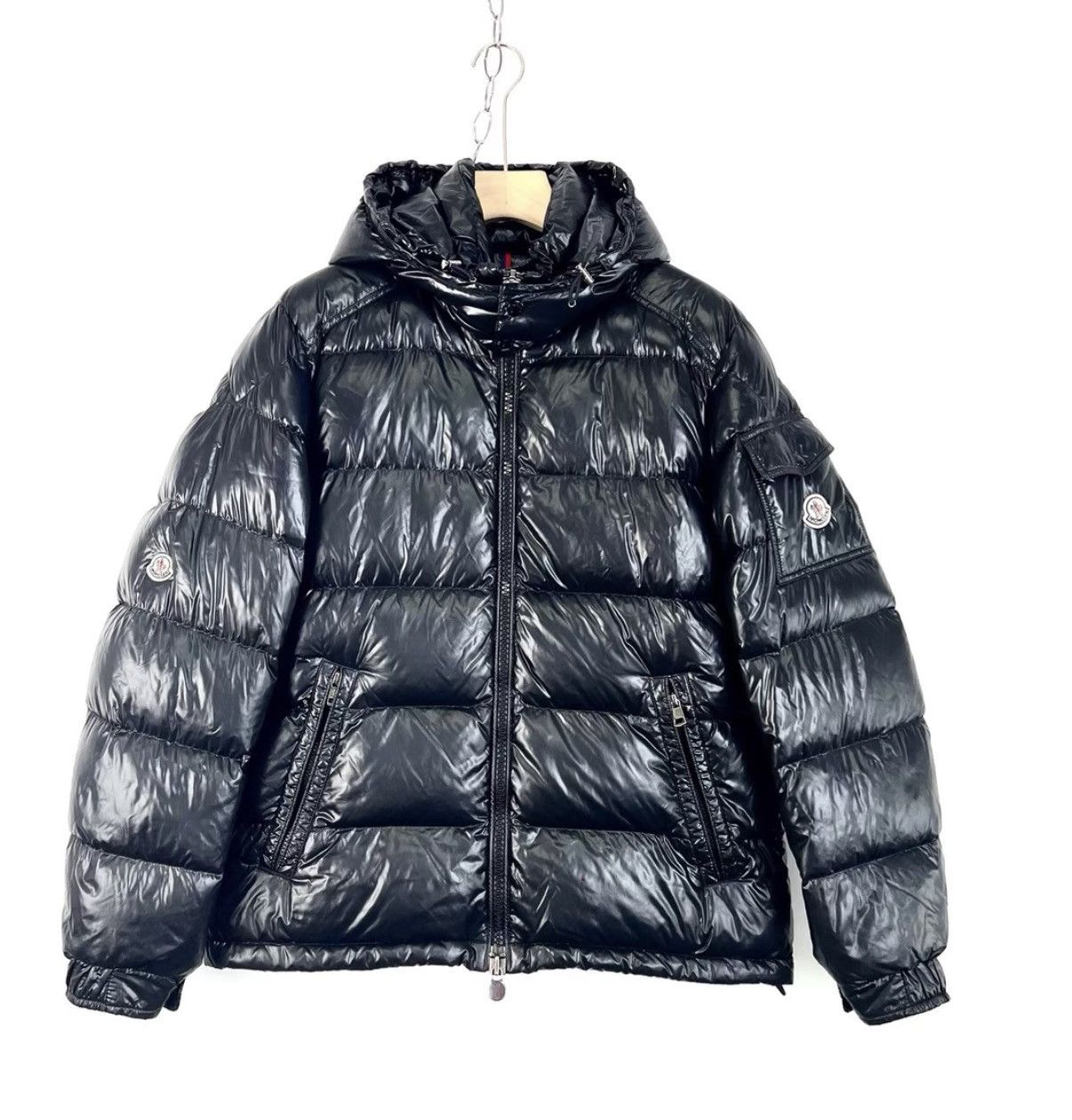 Moncler Moncler Black Shiny Hooded Down Jacket K12 Size US L / EU 52-54 / 3 - 1 Thumbnail