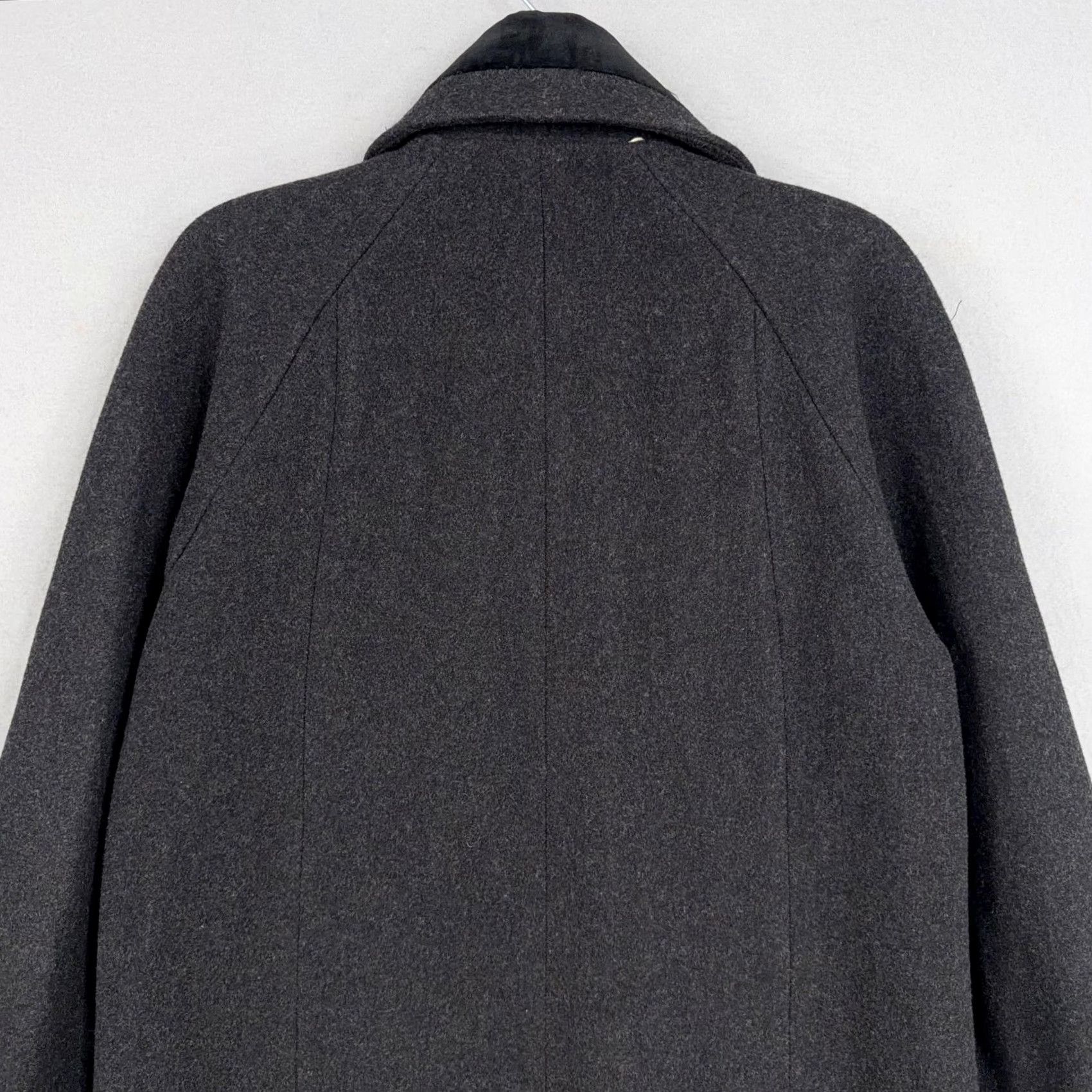 Velvet VINTAGE JAD Coat Womens 6 Gray Wool Long Trench Velvet Collar Cuff USA 80s 90s Size M / US 6-8 / IT 42-44 - 7 Thumbnail
