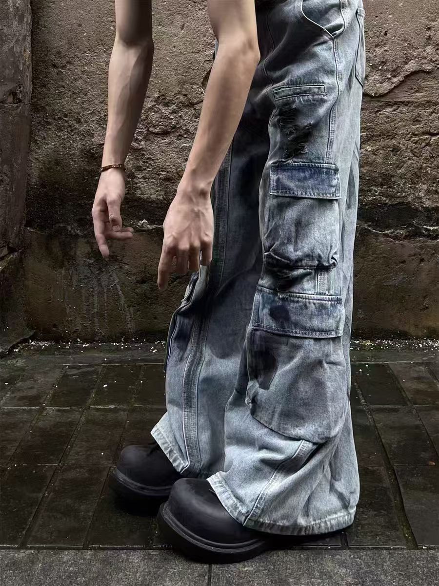 Japanese Brand × Jean baggy hand-painted patchwork vandalized vintage jeans Size US 32 / EU 48 - 2 Thumbnail