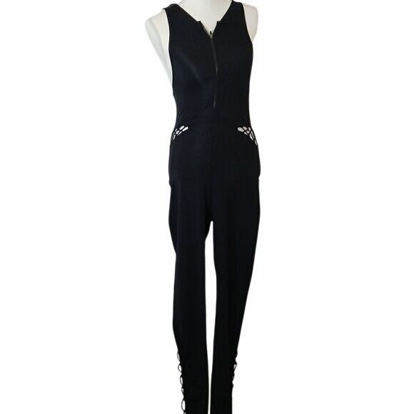 Jonathan Simkhai Luxury Designer Jonathan Simkhai Black Halter Jumpsuit with Size M / US 6-8 / IT 42-44 - 2 Thumbnail