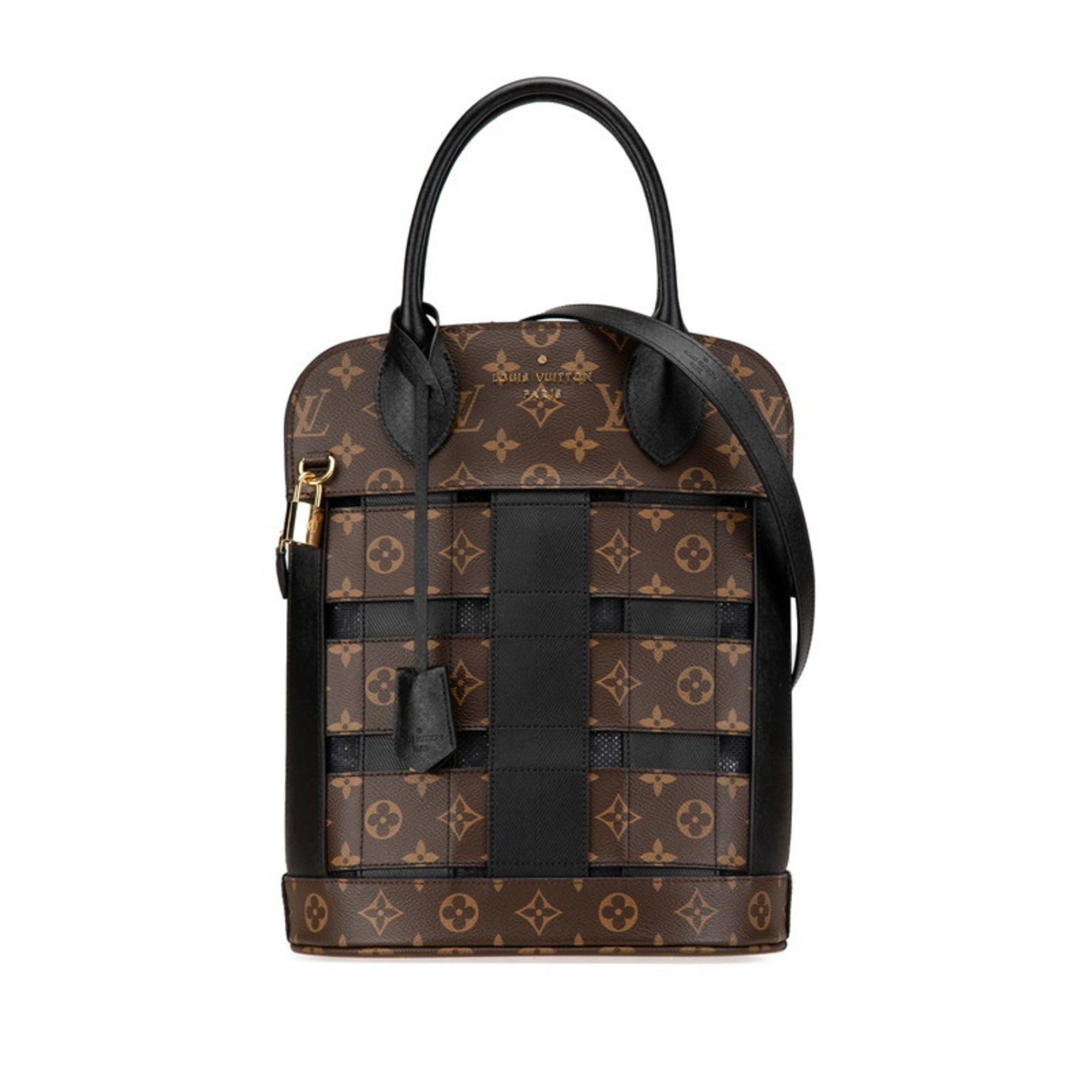 Louis Vuitton Monogram Traceage Tote Handbag Shoulder Bag M44111 Brown Black Pvc Leather Women's Louis Vuitton