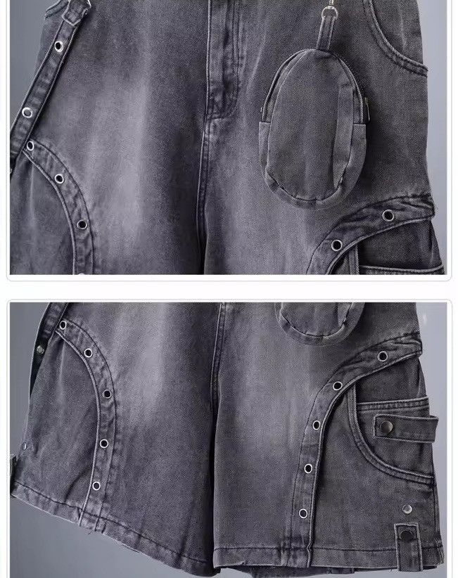 Jean Punk Cargo Streetwear Washed Denim Short Jorts Size US 30 / EU 46 - 8 Thumbnail
