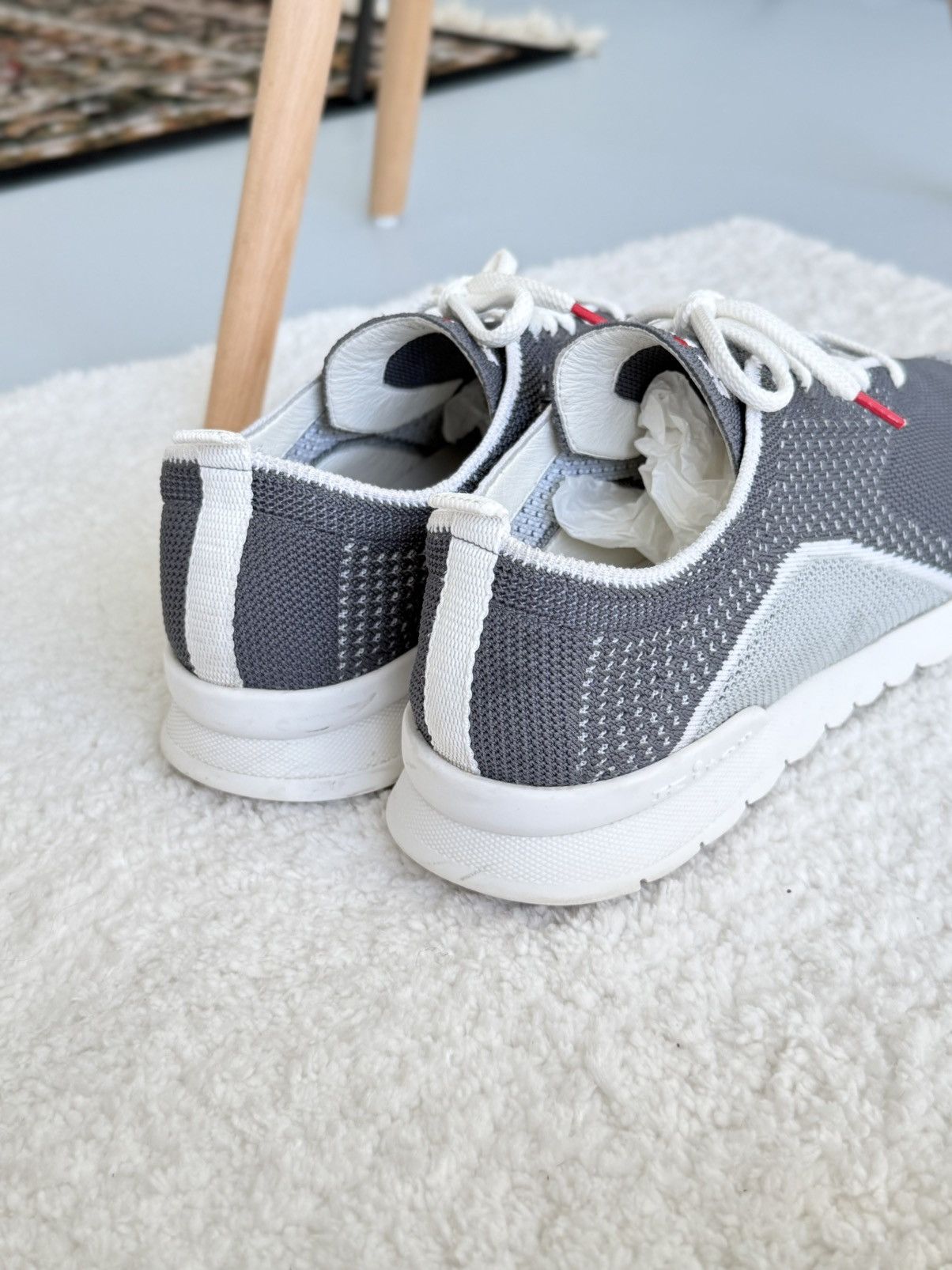 Kiton Kiton Low-Top Mesh Knit Lace-Up Cotton Sock Sneakers Gray Size US 12 / EU 45 - 5 Thumbnail