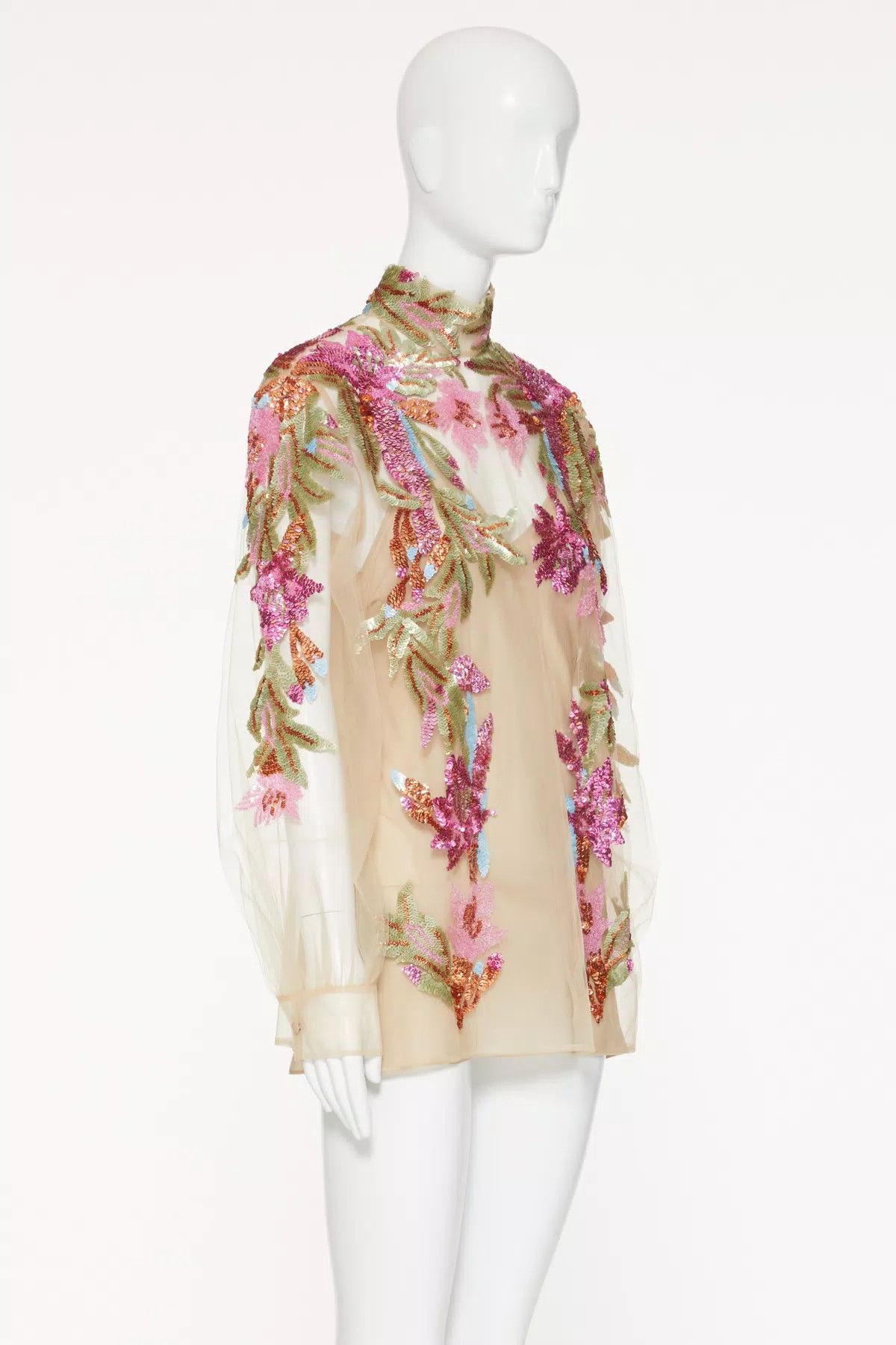 Valentino o1s1wg110625 Floral Embroidered Shirt in Multicolor Size XS / US 0-2 / IT 36-38 - 2 Thumbnail