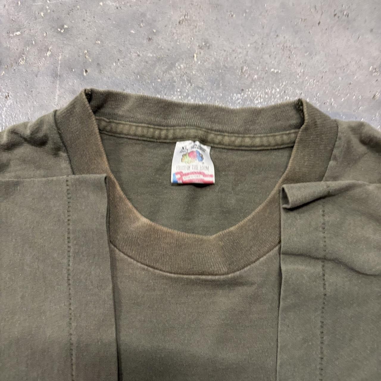 Japanese Brand × Vintage Crazy Vintage 90s Faded Khaki Green Authority Single Stitch Graphic Tee! Size US XL / EU 56 / 4 - 3 Thumbnail