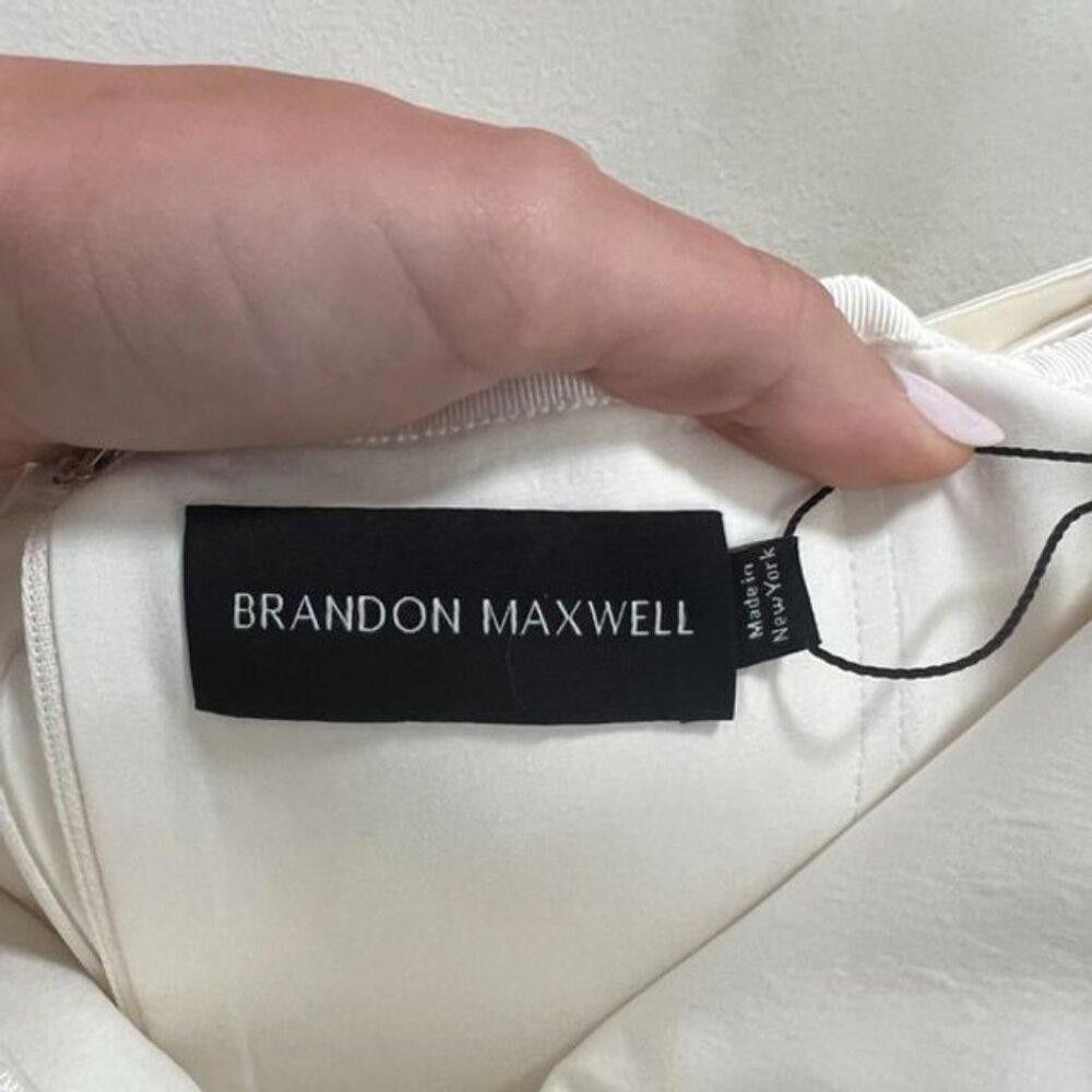 Designer NWT Brandon Maxwell Bridal Silk Off-The-Shoulder Gown Size S / US 4 / IT 40 - 8 Thumbnail