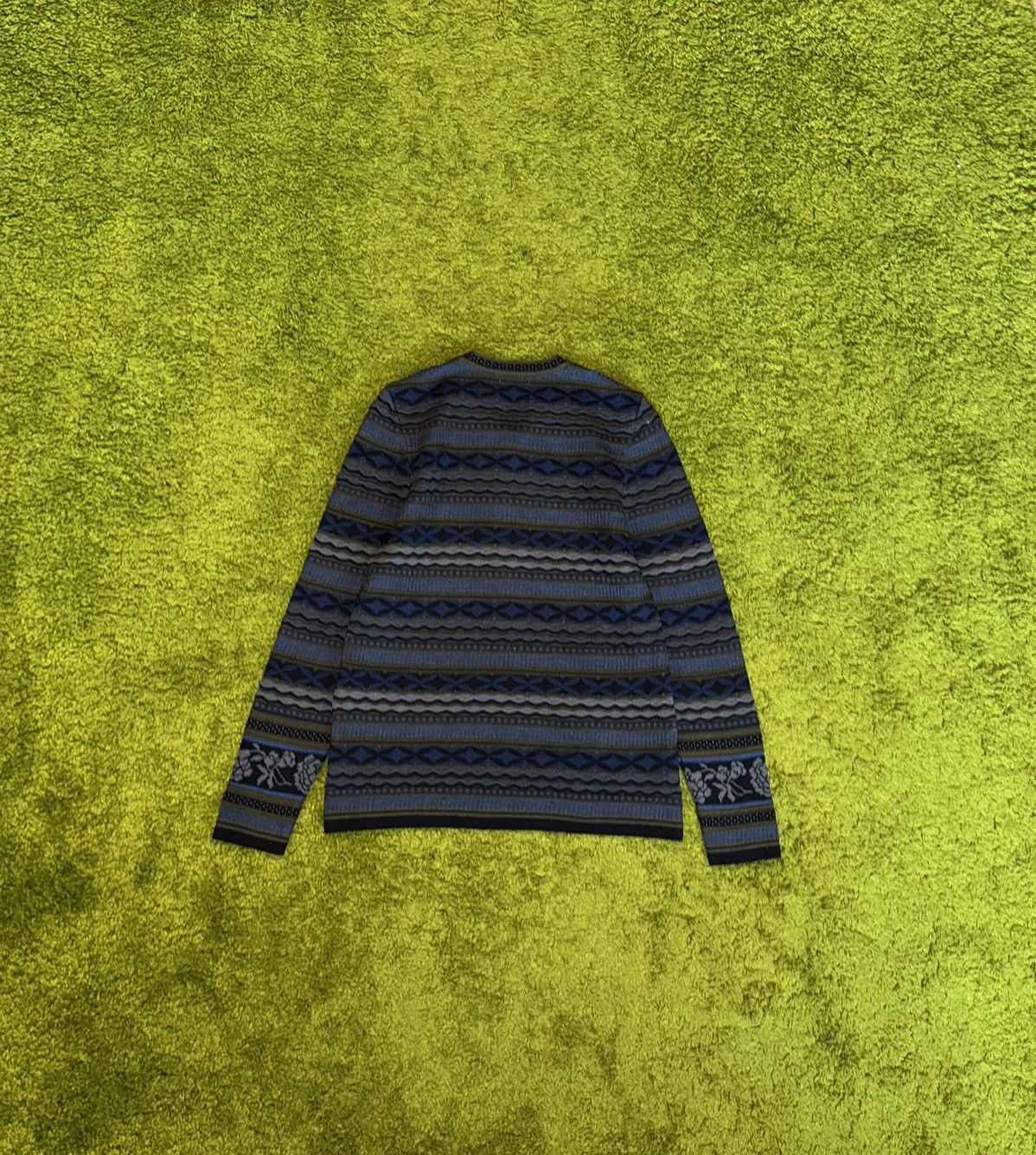 Designer Oleana wool silk blend avant garde striped cardigan sweater Size M / US 6-8 / IT 42-44 - 2 Thumbnail