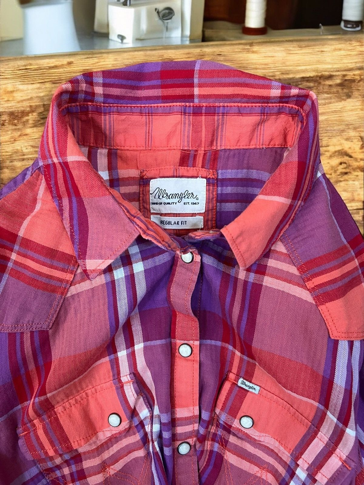 Wrangler Wrangler short sleeve checked cotton shirt size M Size M / US 6-8 / IT 42-44 - 5 Thumbnail