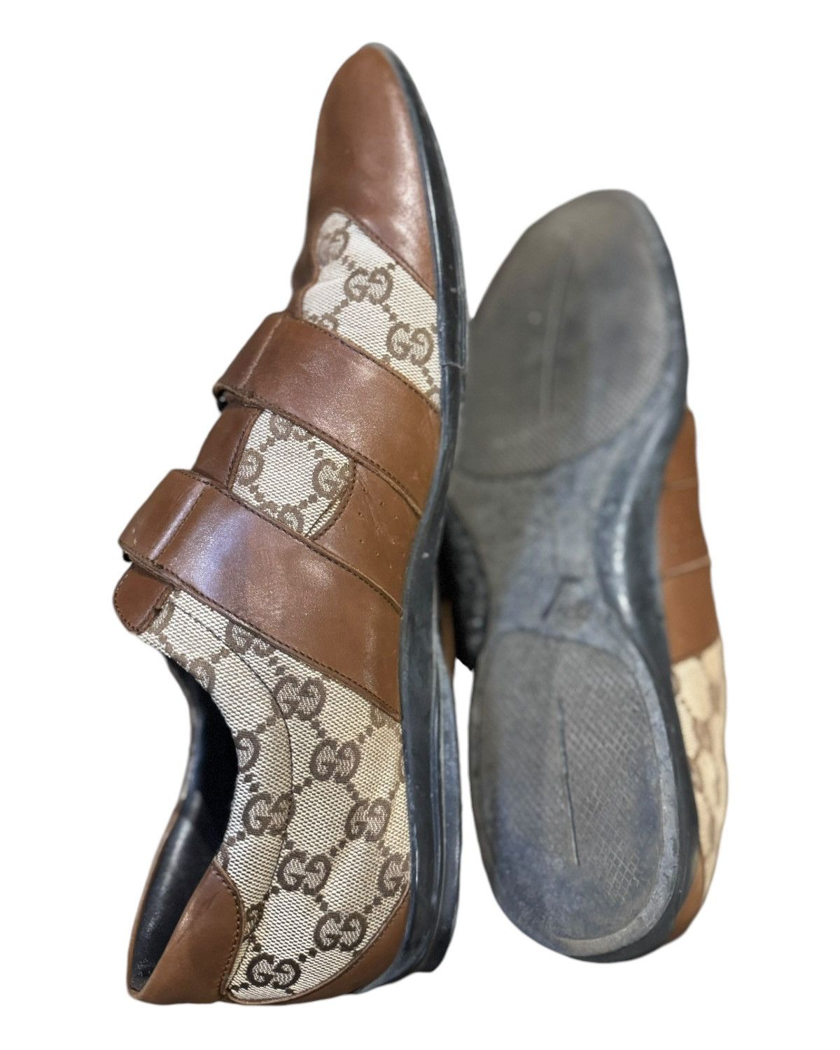 Gucci Gucci Vintage Velcro Monogram Canvas and Leather Shoes Size US 10 / EU 43 - 6 Thumbnail