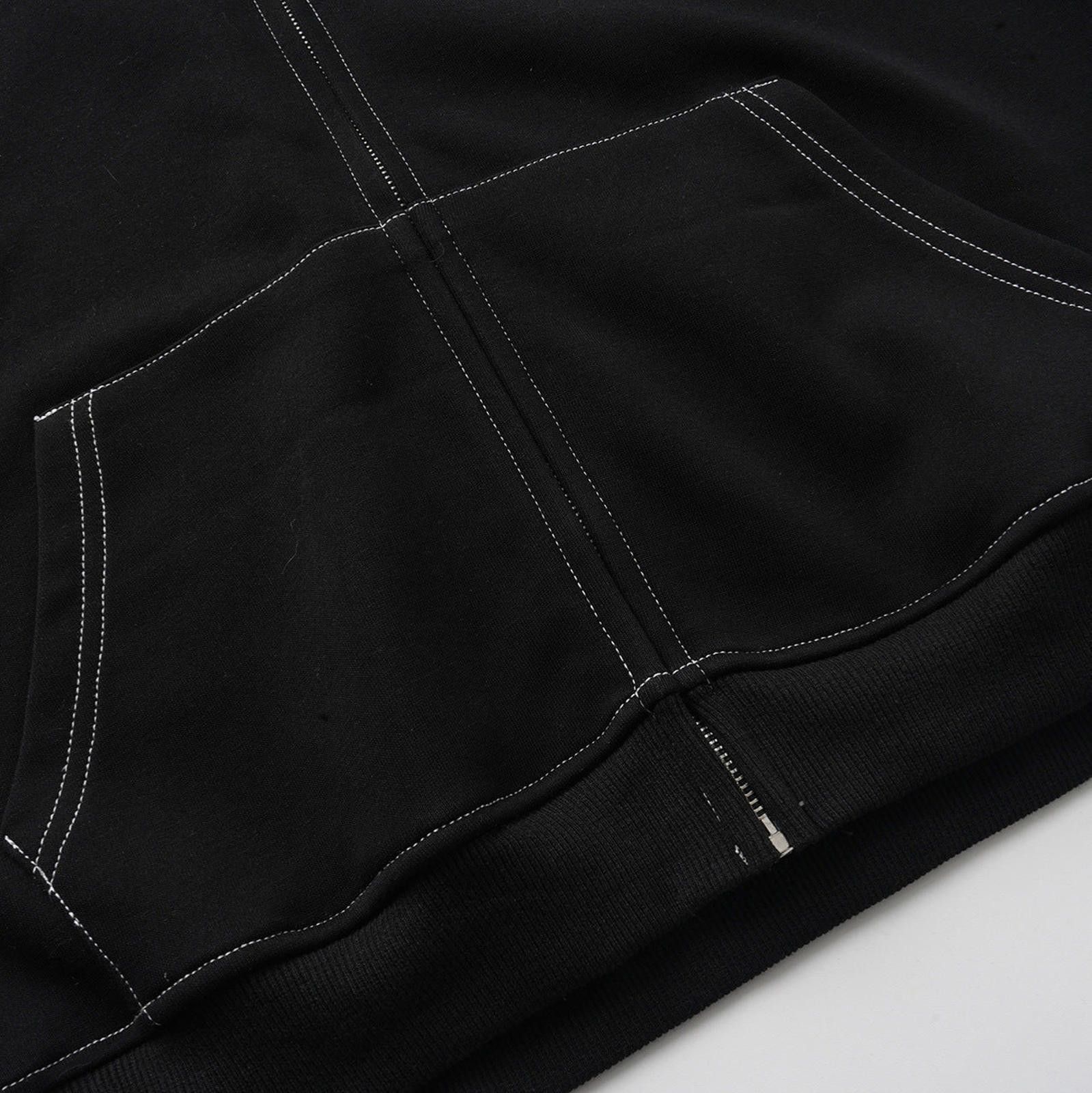 Vintage Black Hoodie with Pink Plaid Inner Lining, Casual Zip-Up Size US M / EU 48-50 / 2 - 3 Thumbnail