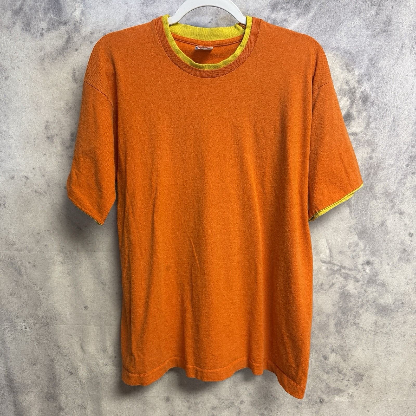 Fruit Of The Loom Vintage 90s Orange T Shirt L 20.5x27 Fruit of the Loom Size US L / EU 52-54 / 3 - 1 Thumbnail