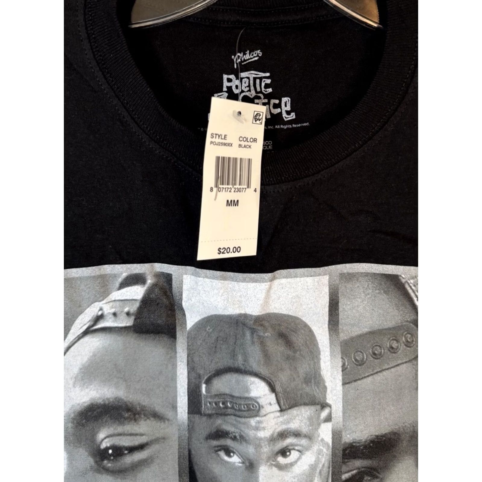 Vintage Poetic Justice 2pac Tupac Shakur T-Shirt Men Medium Black Short Sleeve Tee New Size US M / EU 48-50 / 2 - 3 Thumbnail