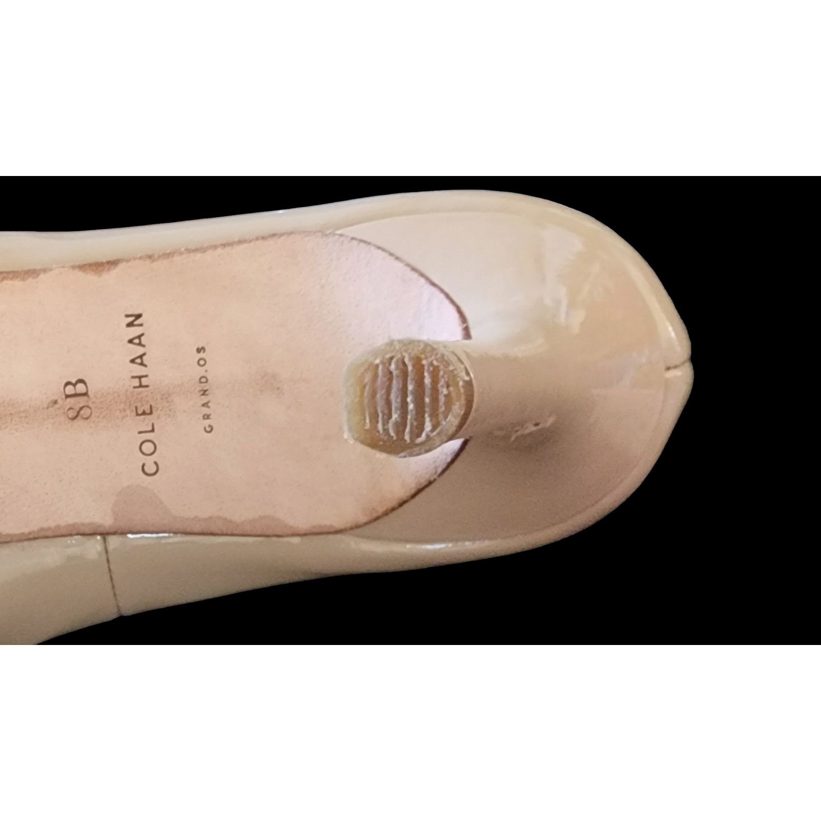 Cole Haan Cole Haan Grand.OS 8.5 B Tan Leather Peep Toe Pumps size 8 Size US 8 / IT 38 - 12 Thumbnail