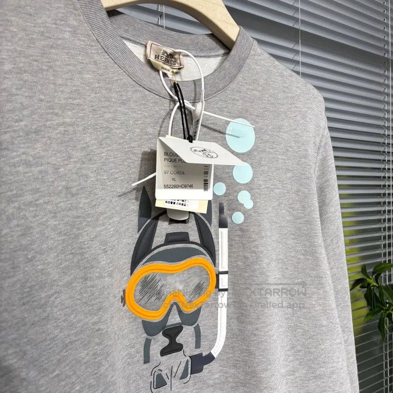 Hermes Hermes SS23 sweatshirt, long sleeve, diving 3D print, fitt Size US XL / EU 56 / 4 - 3 Thumbnail