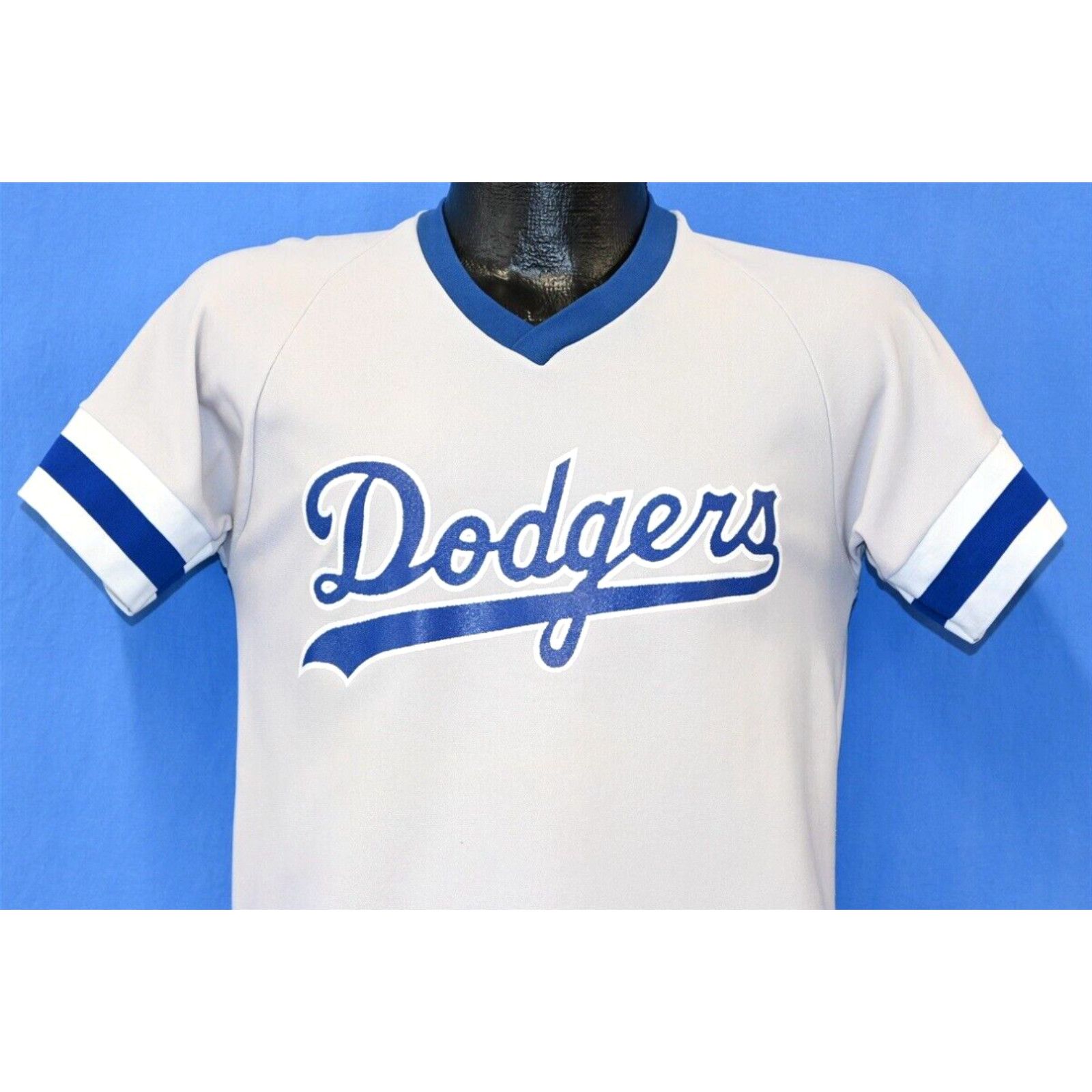 image of Vintage 90's Los Angeles Dodgers Mlb La Baseball Jersey Gray T-Shirt Youth XL in White, Men's