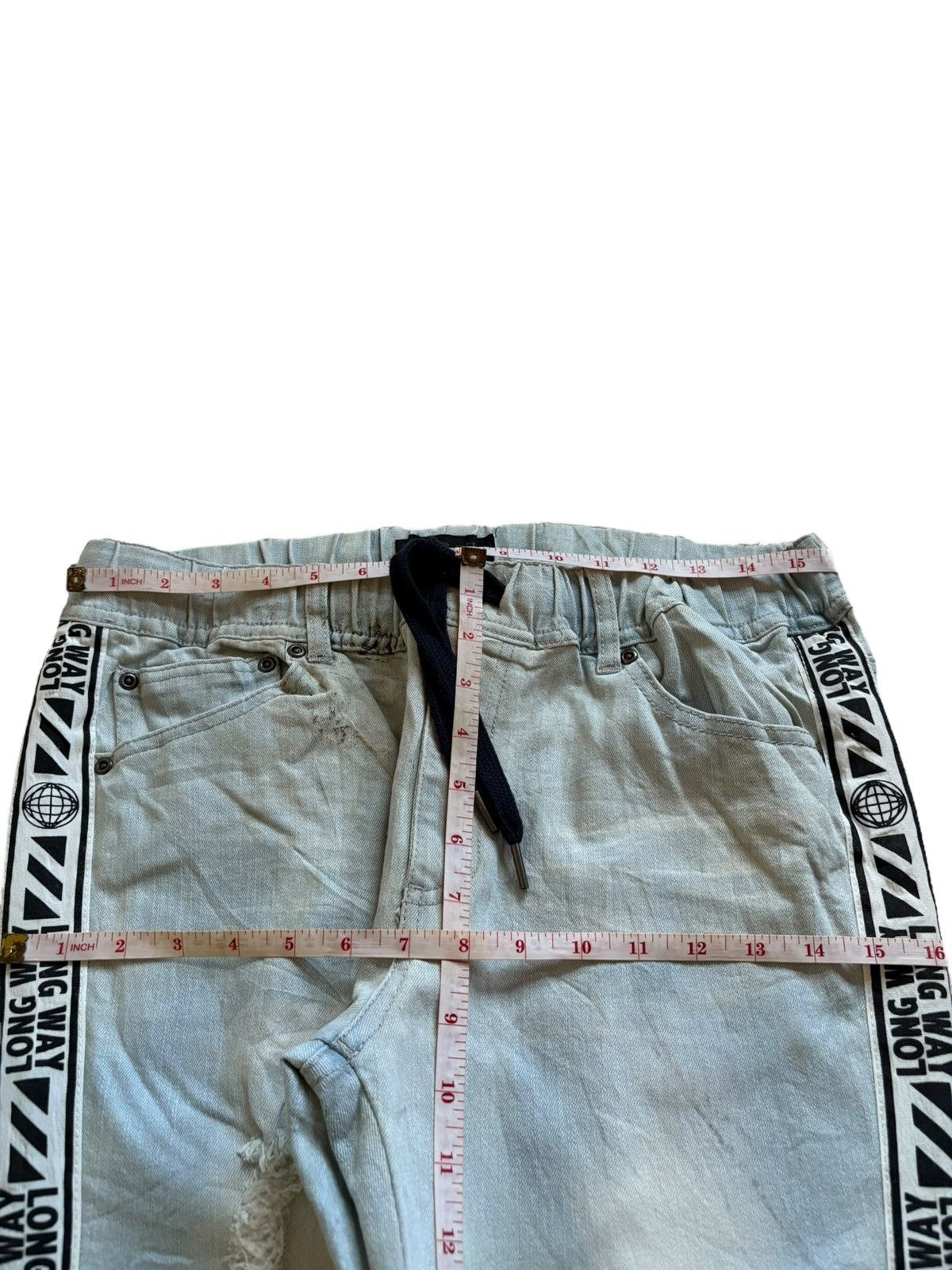 In The Attic Vintage In The Attic Light Blue Mud Wash Distressed Jeans Size US 31 - 16 Thumbnail