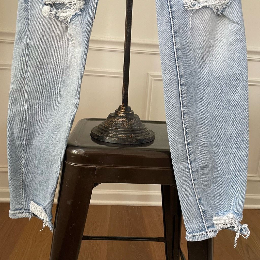 Other Good American Good Waist Distressed Jeans High Rise Blue675 Size 28" / US 6 / IT 42 - 5 Thumbnail