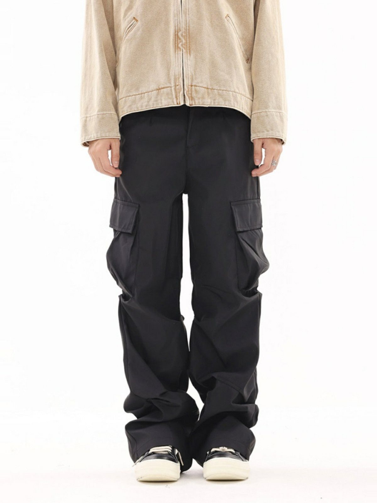 skate hiphop baggy stack pleated cargo pants