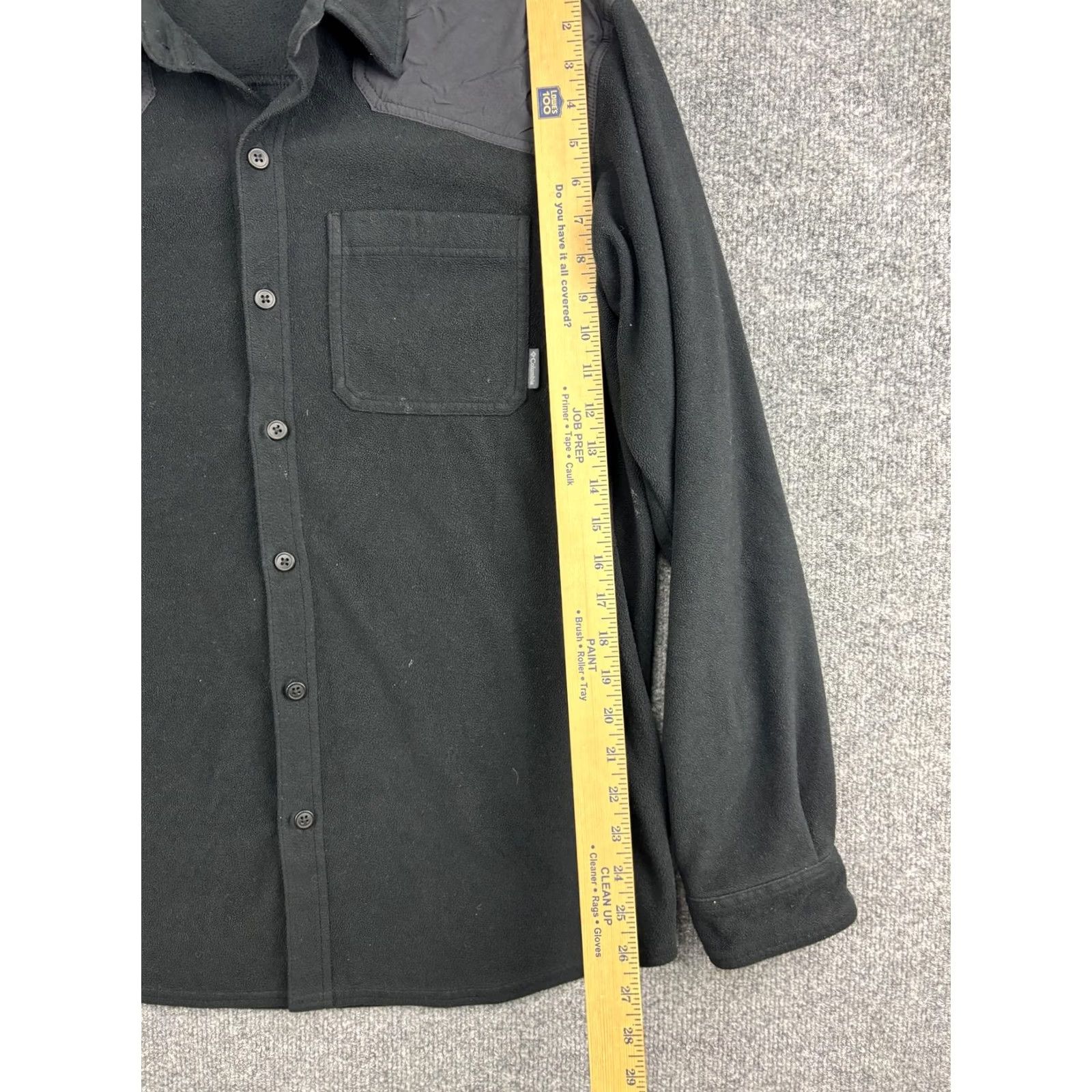YOKE Columbia Fleece Shirt Mens Large Black Nylon Shoulder Yoke Shacket Button Up Size US L / EU 52-54 / 3 - 4 Thumbnail