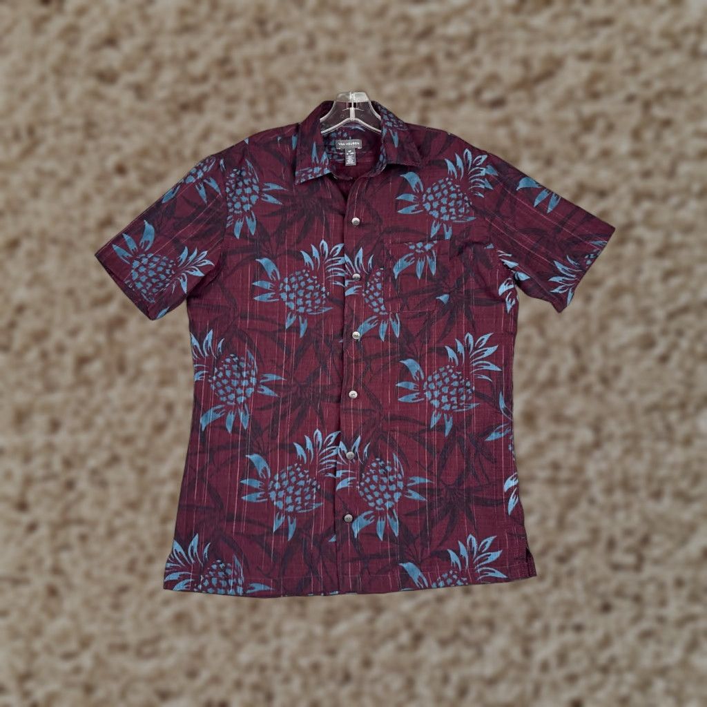 Van Heusen VINTAGE Van Heusen Shirt Adult Small Red Floral Pineapple Button Up Polyester Hawaiian Size US S / EU 44-46 / 1 - 1 Thumbnail