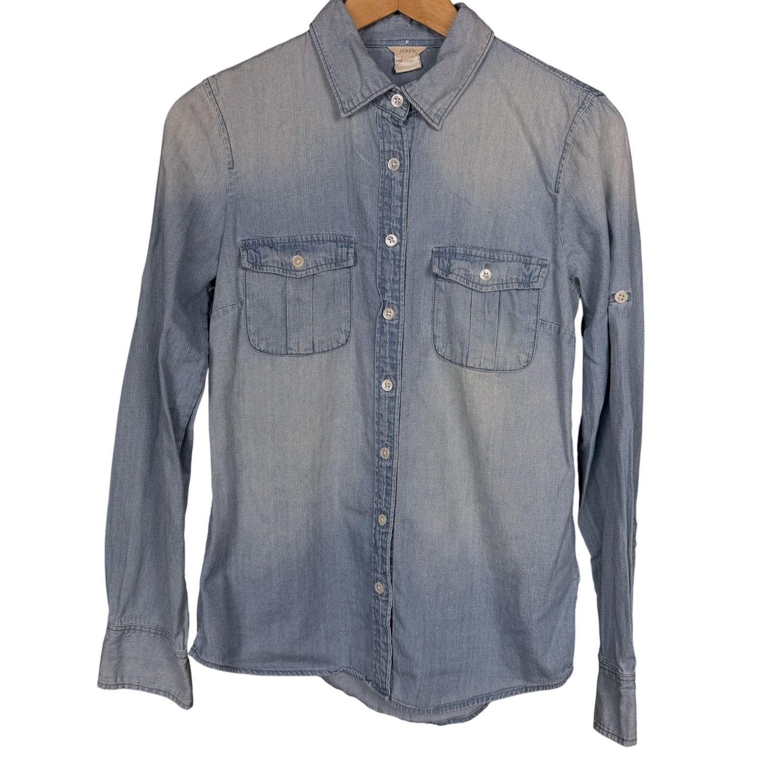 J.Crew J.Crew Women's 0 Chambray Distressed Light Blue Denim Size XS / US 0-2 / IT 36-38 - 6 Thumbnail