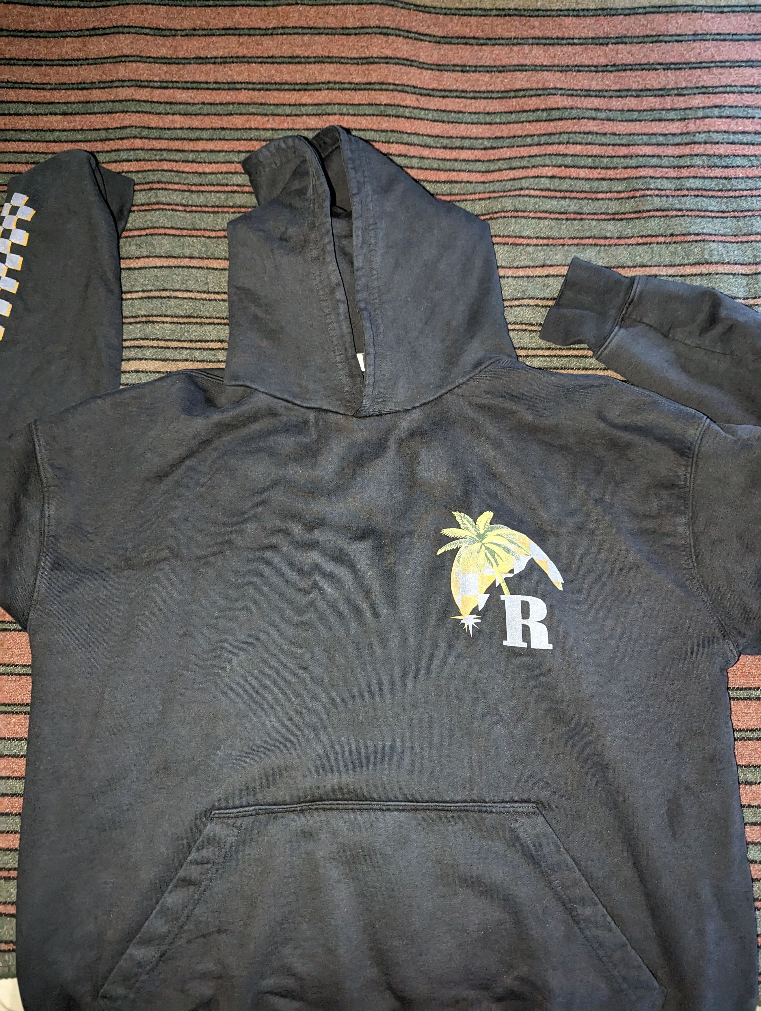 image of Rhude Moonlight Tropics Hoodie in Vintage Black, Men's (Size Medium)