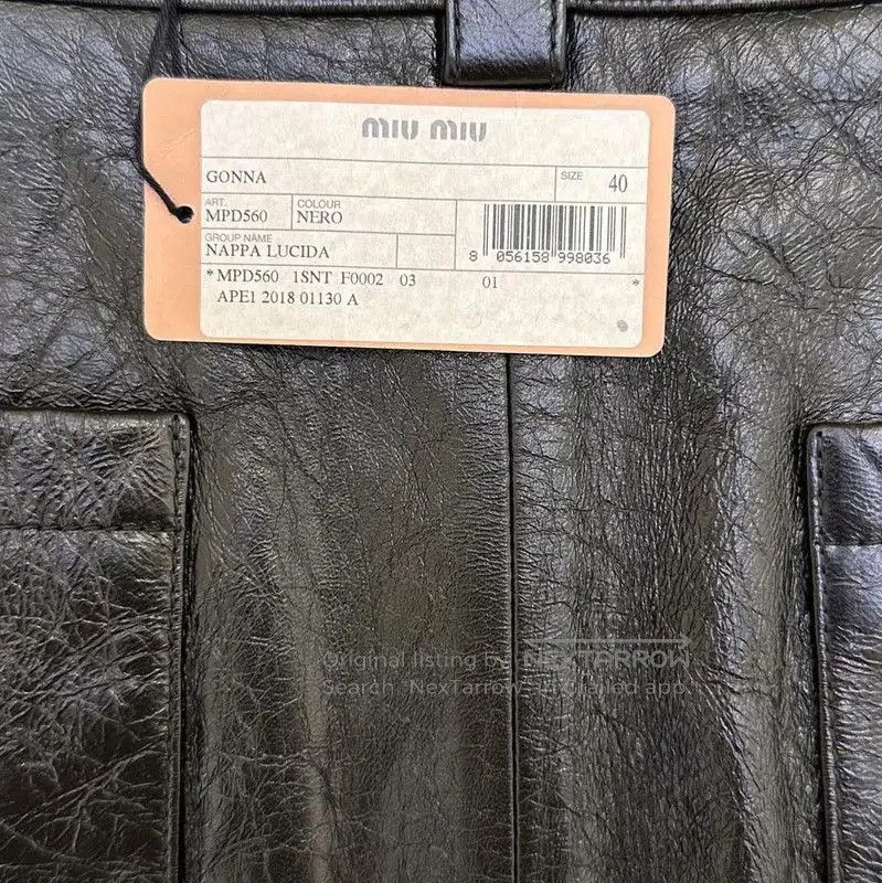 Miu Miu Miu Miu Black A-Line Leather Skirt . Size 35" - 6 Thumbnail