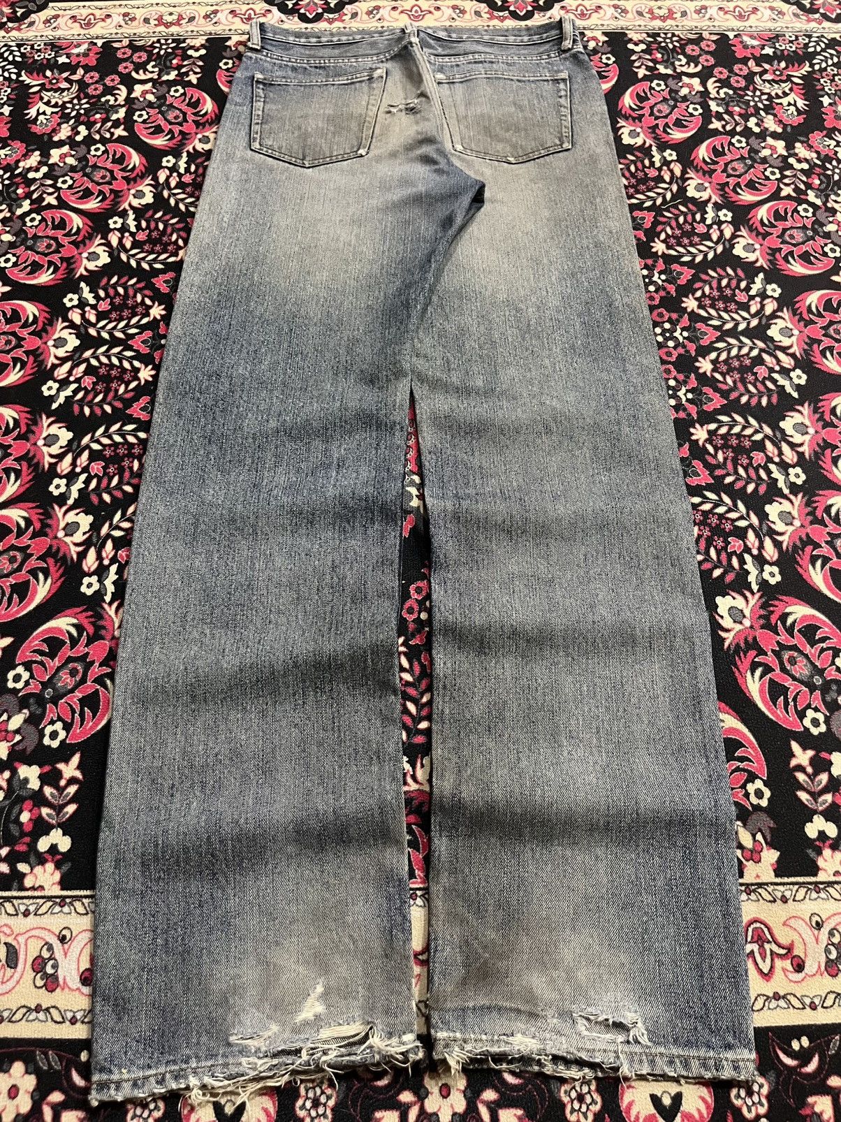 Undercover × Uniqlo Vintage Uniqlo Blue Faded Washed Distressed Straight Jeans Size US 31 - 2 Thumbnail