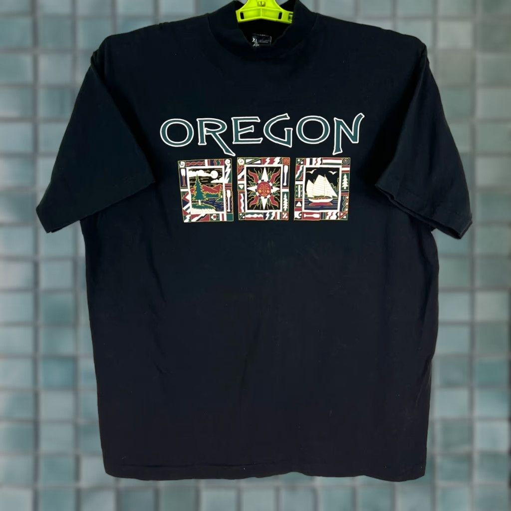 Vintage Oregon Graphic T Shirt Mens XL Black Short Sleeve BVD Tag Size US XL / EU 56 / 4 - 1 Thumbnail