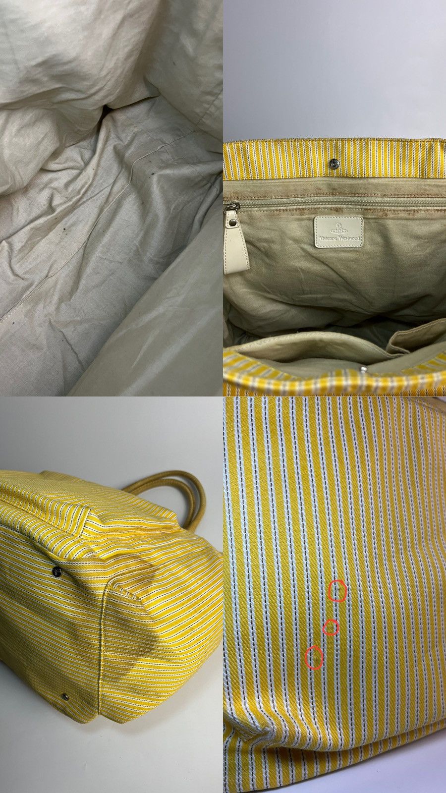 Vivienne Westwood Vivienne Westwood Yellow Striped Big Tote Bag Size ONE SIZE - 13 Thumbnail