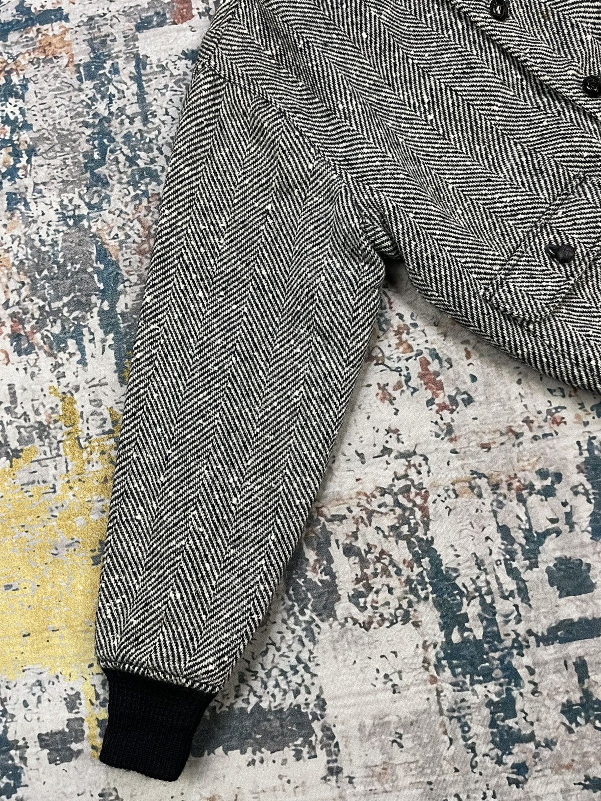 Van Vtg Van Herringbone Tweed Wool Bomber Jacket Size US XS / EU 42 / 0 - 8 Thumbnail
