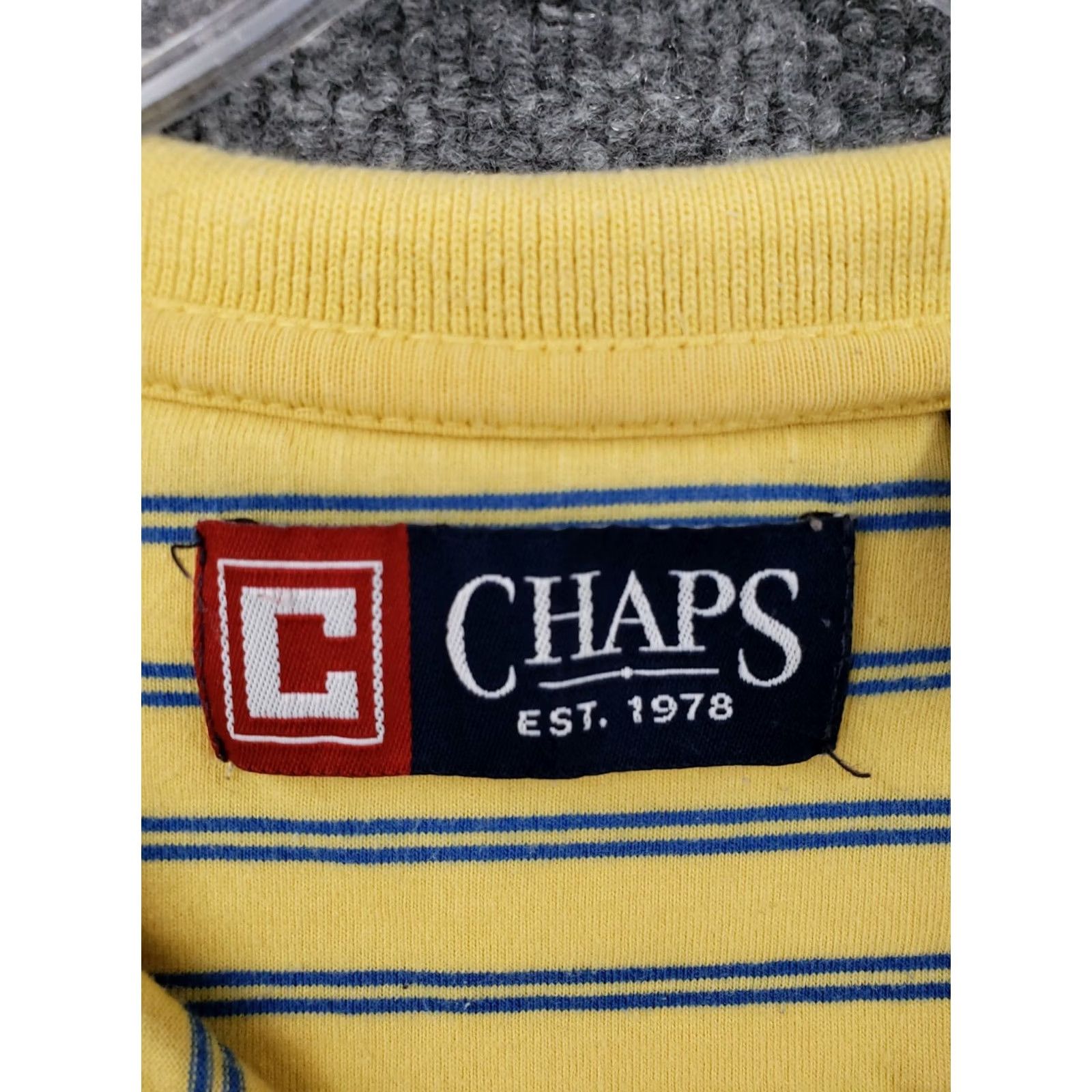 Chaps Chaps Polo Shirt Mens XL Yellow Button Short Sleeve Striped Cotton Casual Size US XL / EU 56 / 4 - 3 Thumbnail